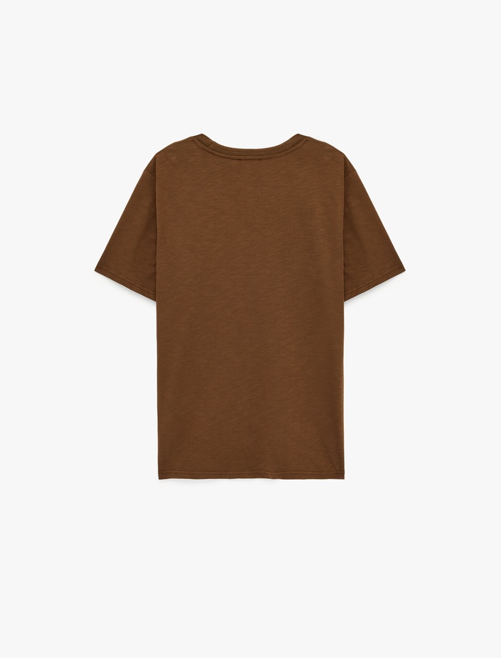  Pamuklu Regular Fit Kısa Kollu Bisiklet Yaka Baskılı Tişört