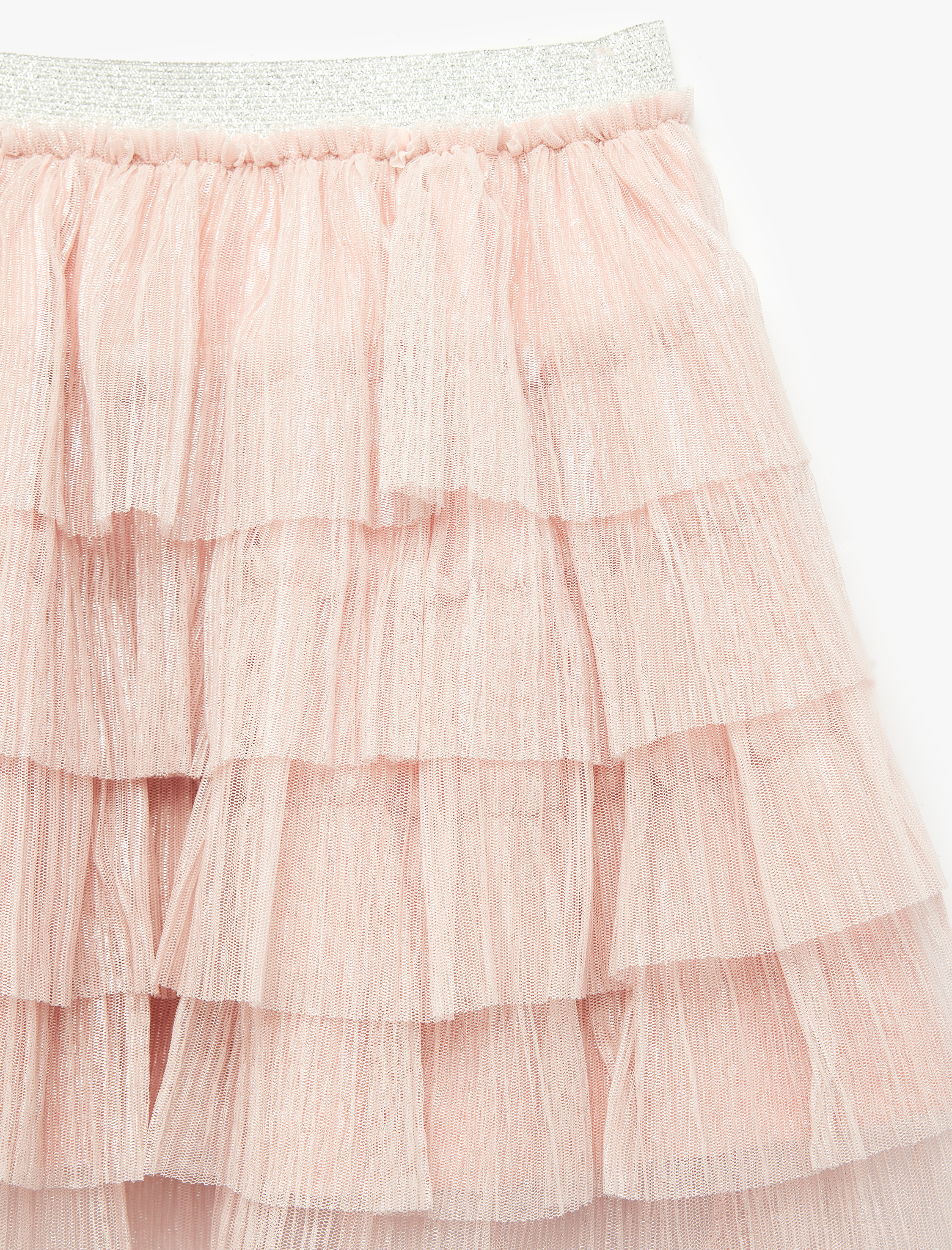  Kız Çocuk Beli Lastikli Kat Detaylı Tütü Etek