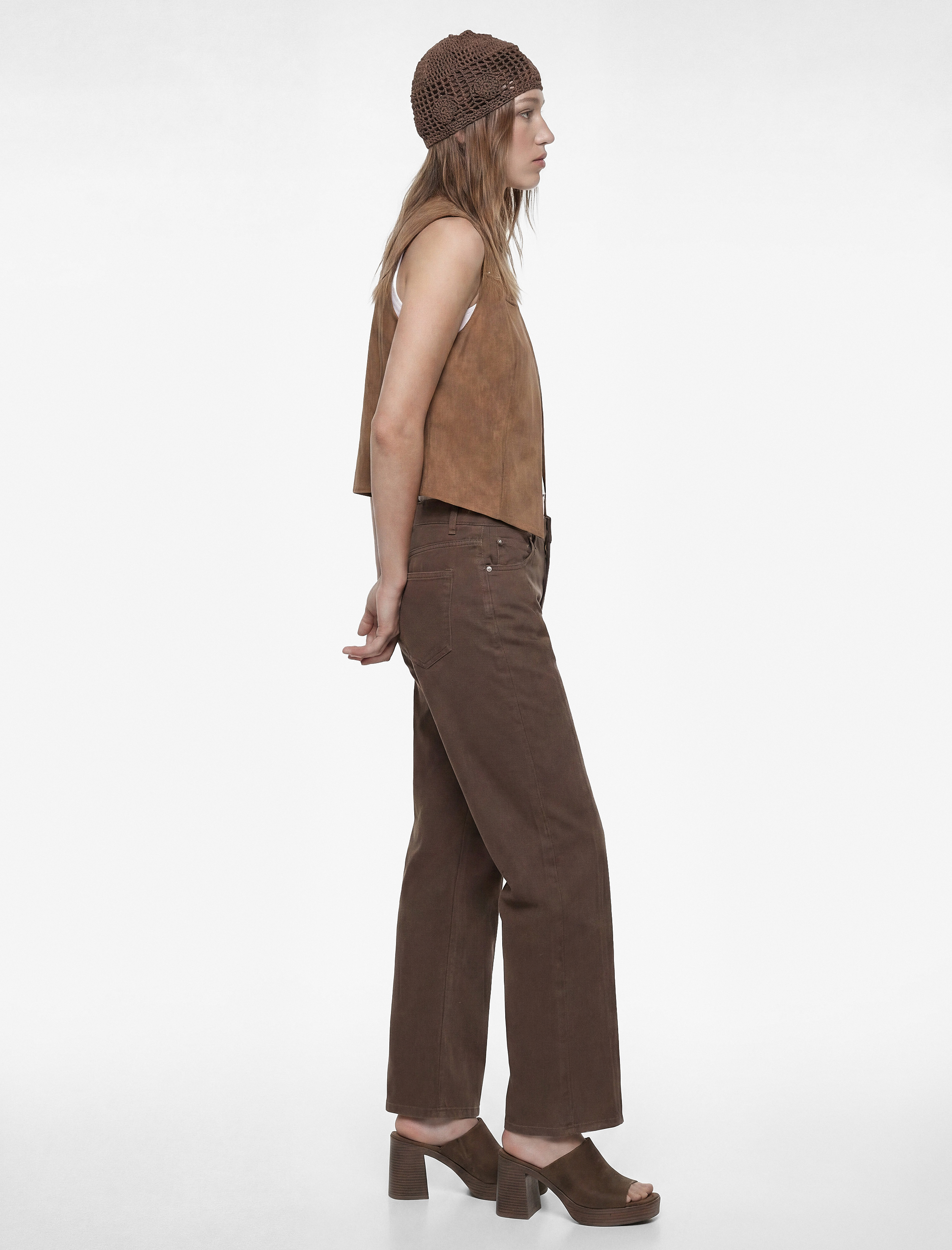   Pamuklu Düşük Bel Nervürlü Geniş Paça Denim Pantolon  - Wide Leg Jeans