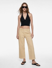 Normal Bel Cep Detaylı Nervürlü Kısa Geniş Paça Pantolon - Culotte Jeans