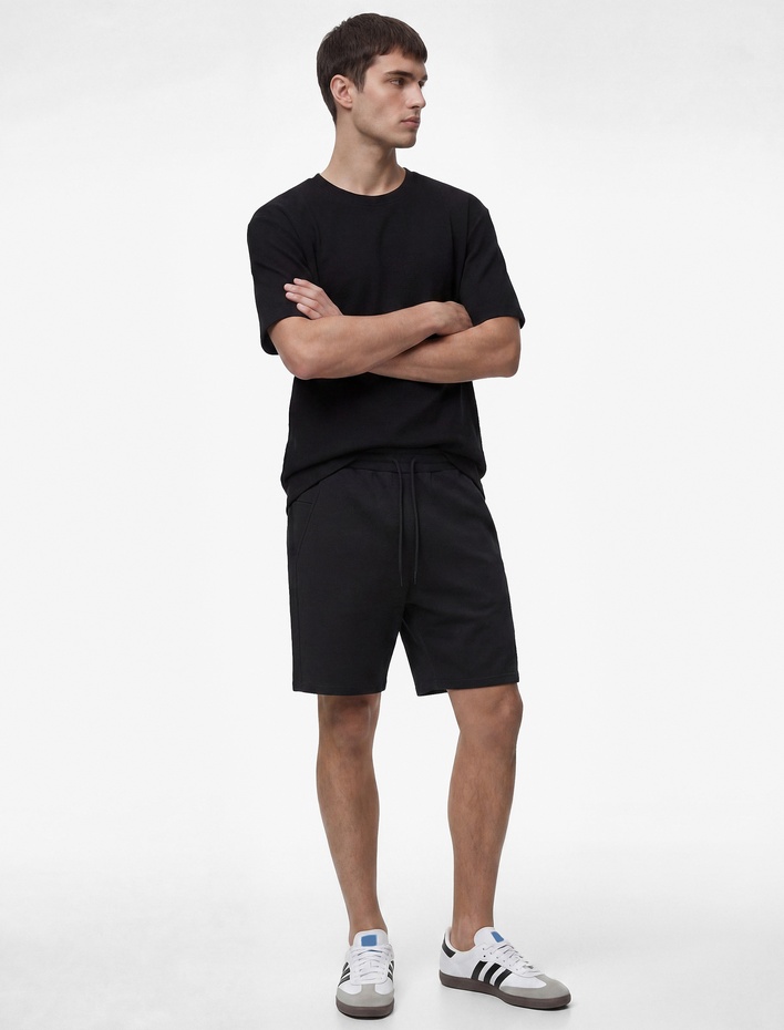  Rahat Kalıp Cepli Bermuda Beli Bağcıklı Spor Şort