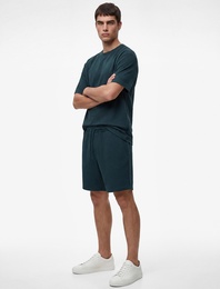 Regular Fit Viskon Karışımlı Beli Bağcıklı Şort