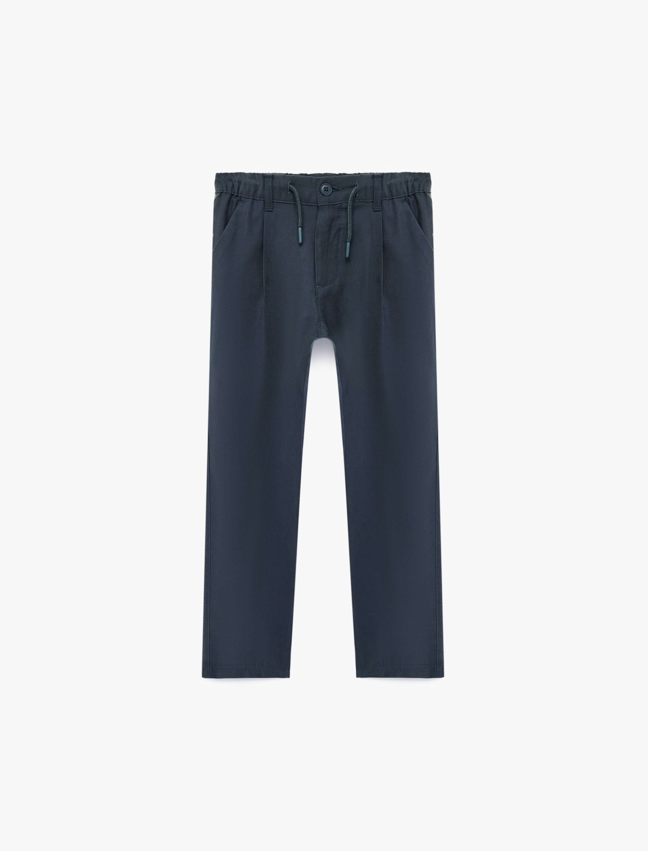  Erkek Çocuk Beli Lastikli Düğmeli Viskon Basic Pantolon