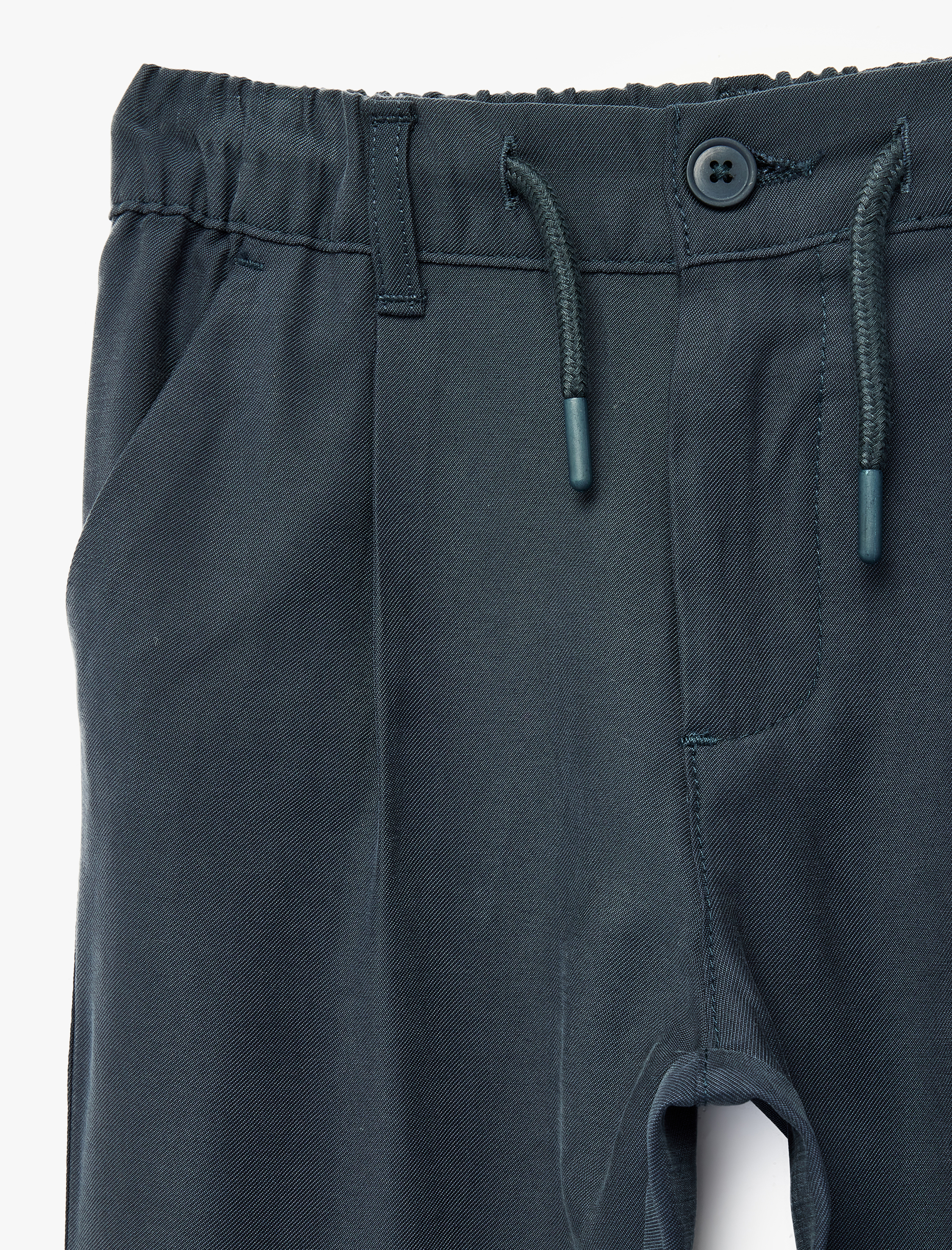  Erkek Çocuk Beli Lastikli Düğmeli Viskon Basic Pantolon