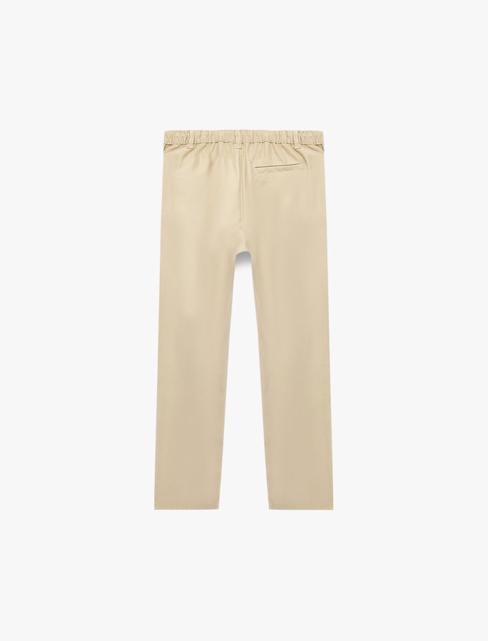 Erkek Çocuk Beli Lastikli Düğmeli Viskon Basic Pantolon