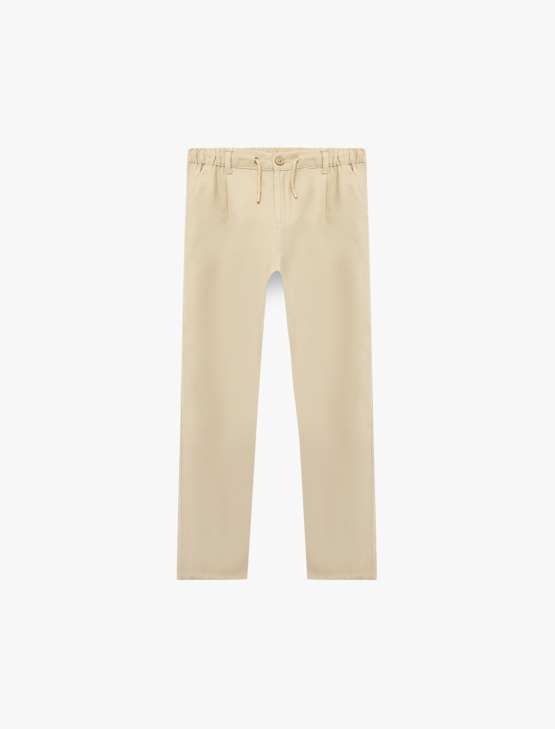  Erkek Çocuk Beli Lastikli Düğmeli Viskon Basic Pantolon