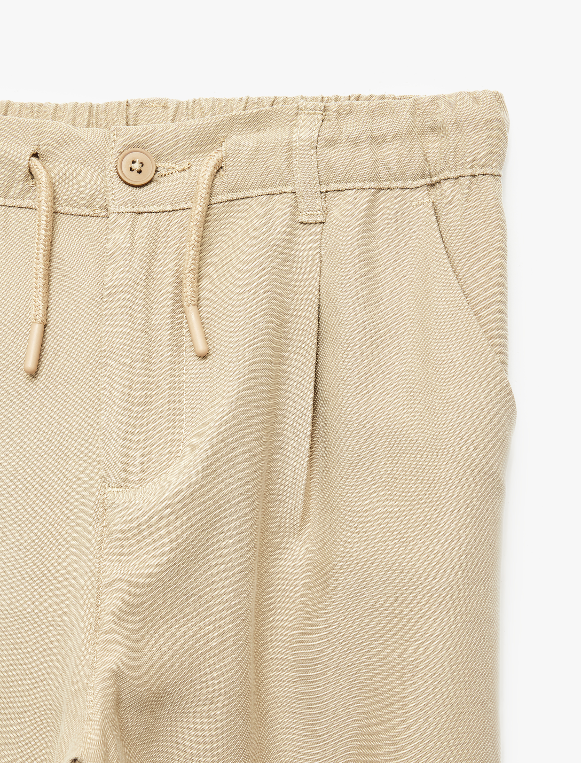  Erkek Çocuk Beli Lastikli Düğmeli Viskon Basic Pantolon