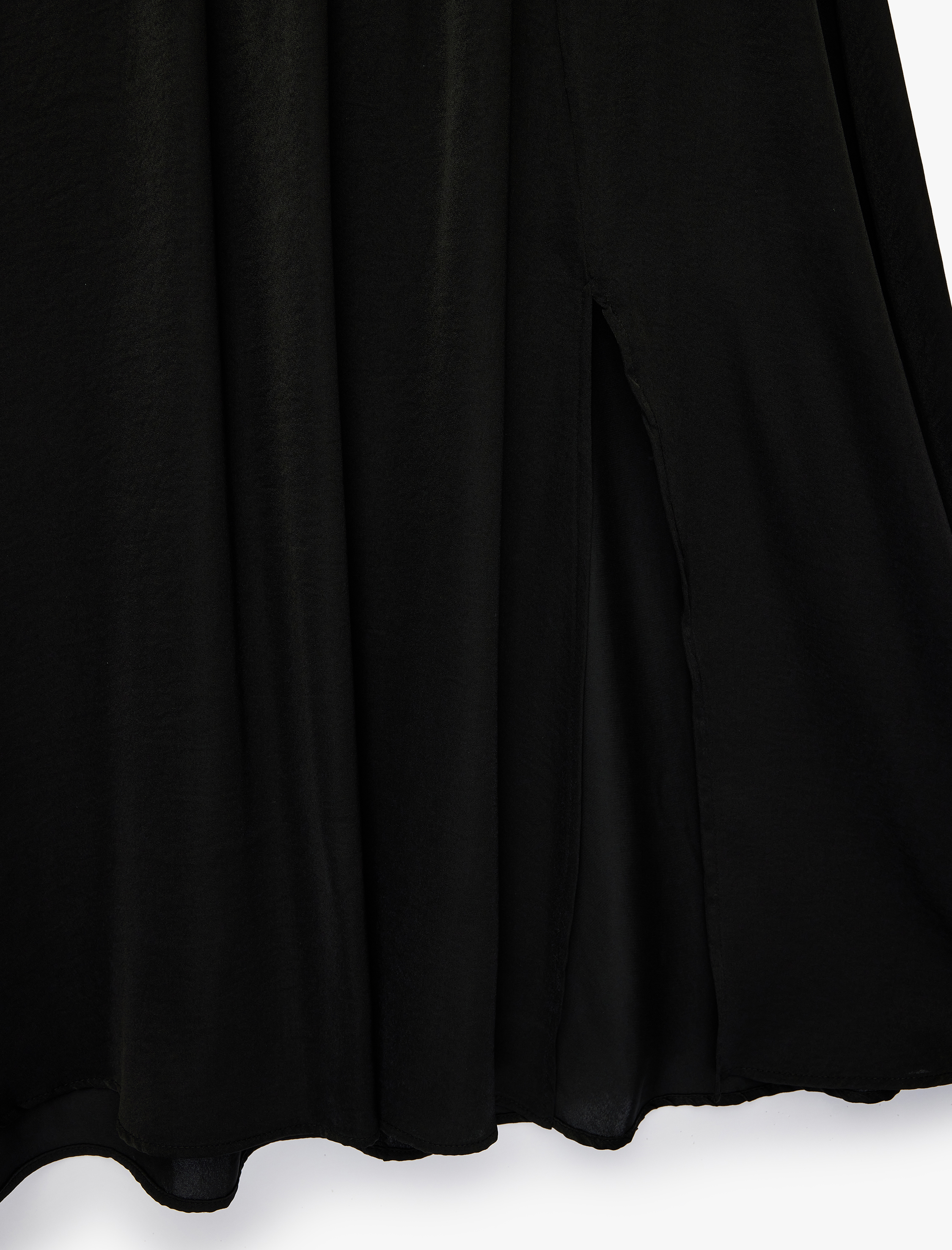   Aerobin Kumaş Pileli Midi Boy Kloş Saten Etek