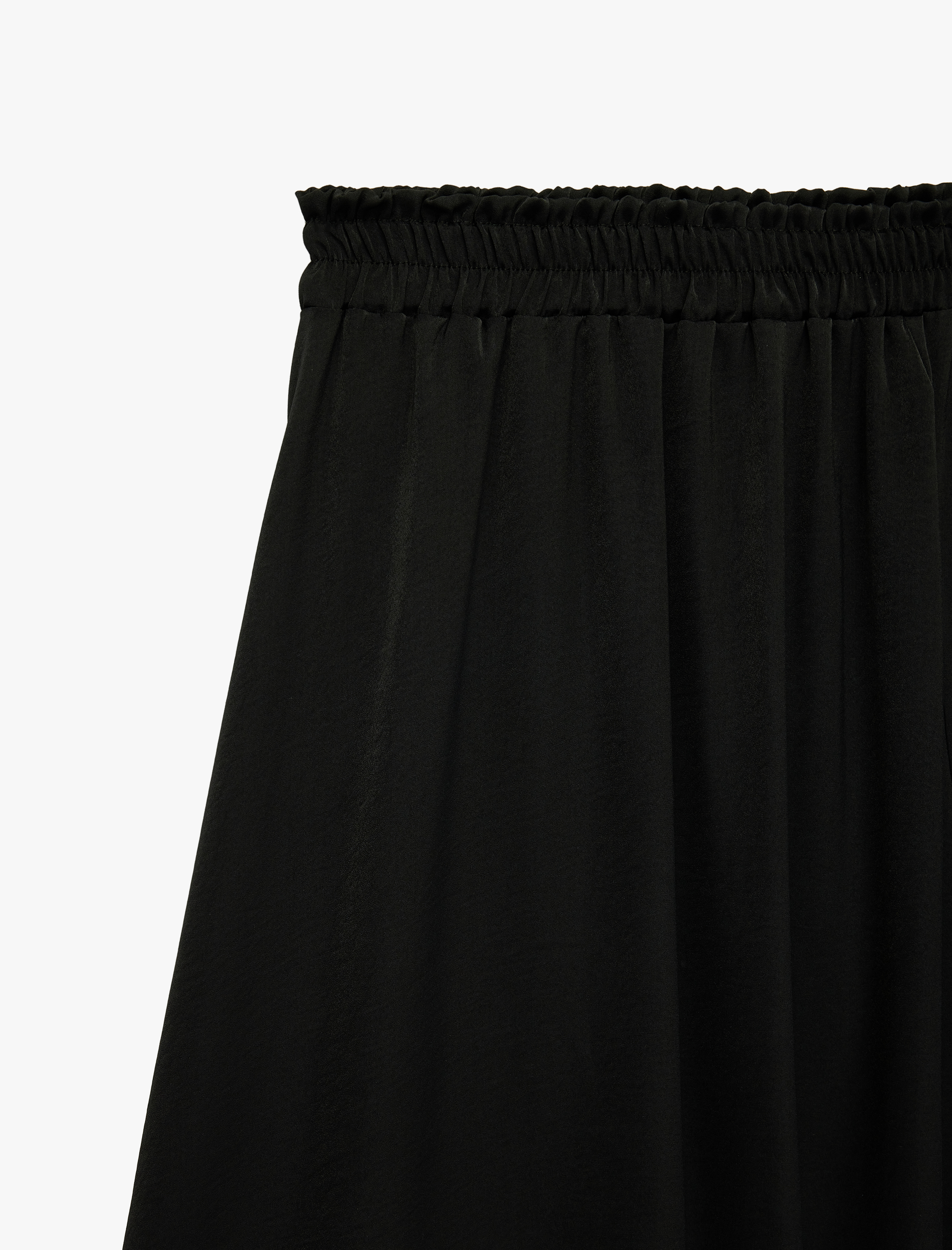   Aerobin Kumaş Pileli Midi Boy Kloş Saten Etek