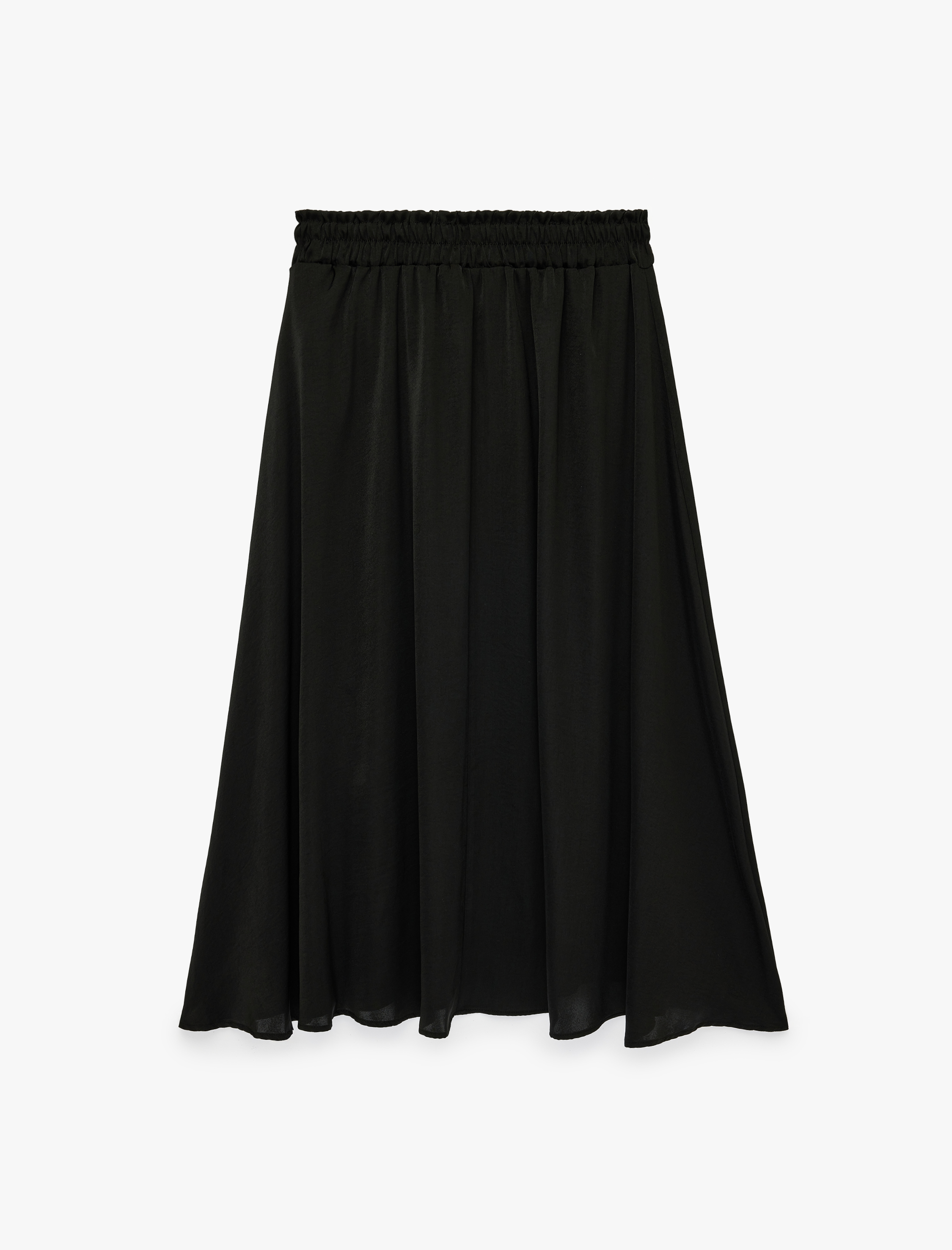   Aerobin Kumaş Pileli Midi Boy Kloş Saten Etek