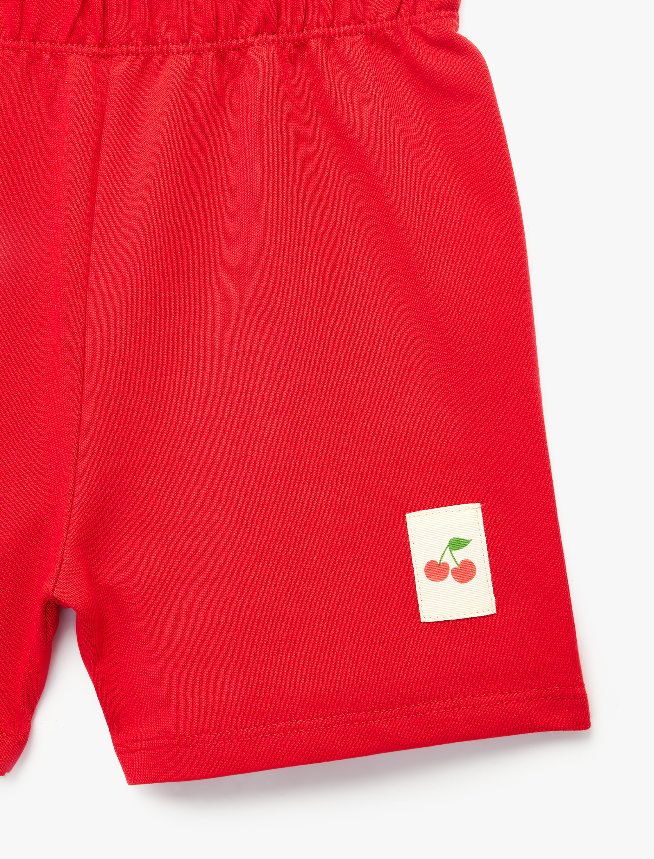  Kız Bebek Kiraz Baskı Detaylı Beli Bağlamalı Pamuklu Şort