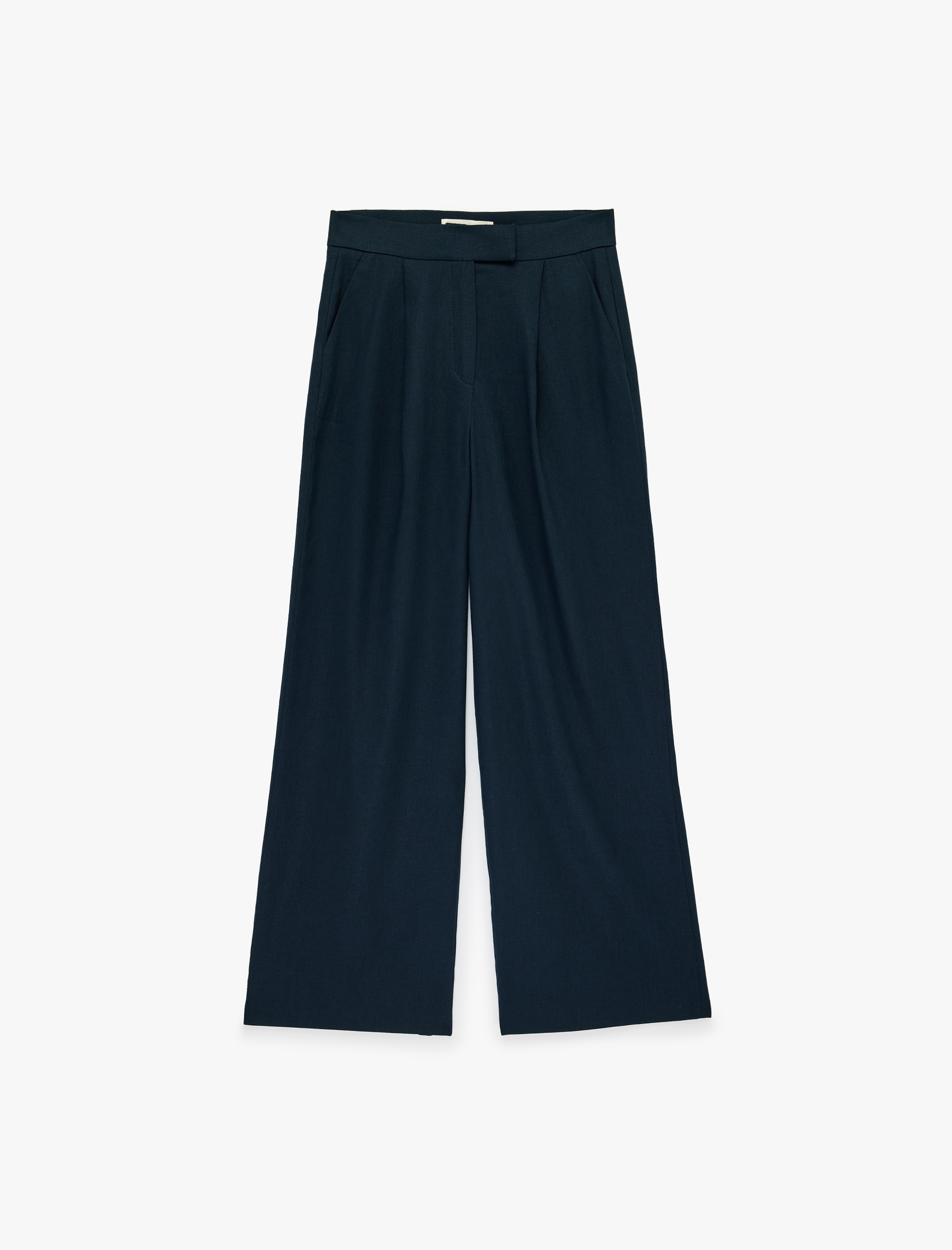   Cepli Pileli Geniş Paça Keten Pantolon