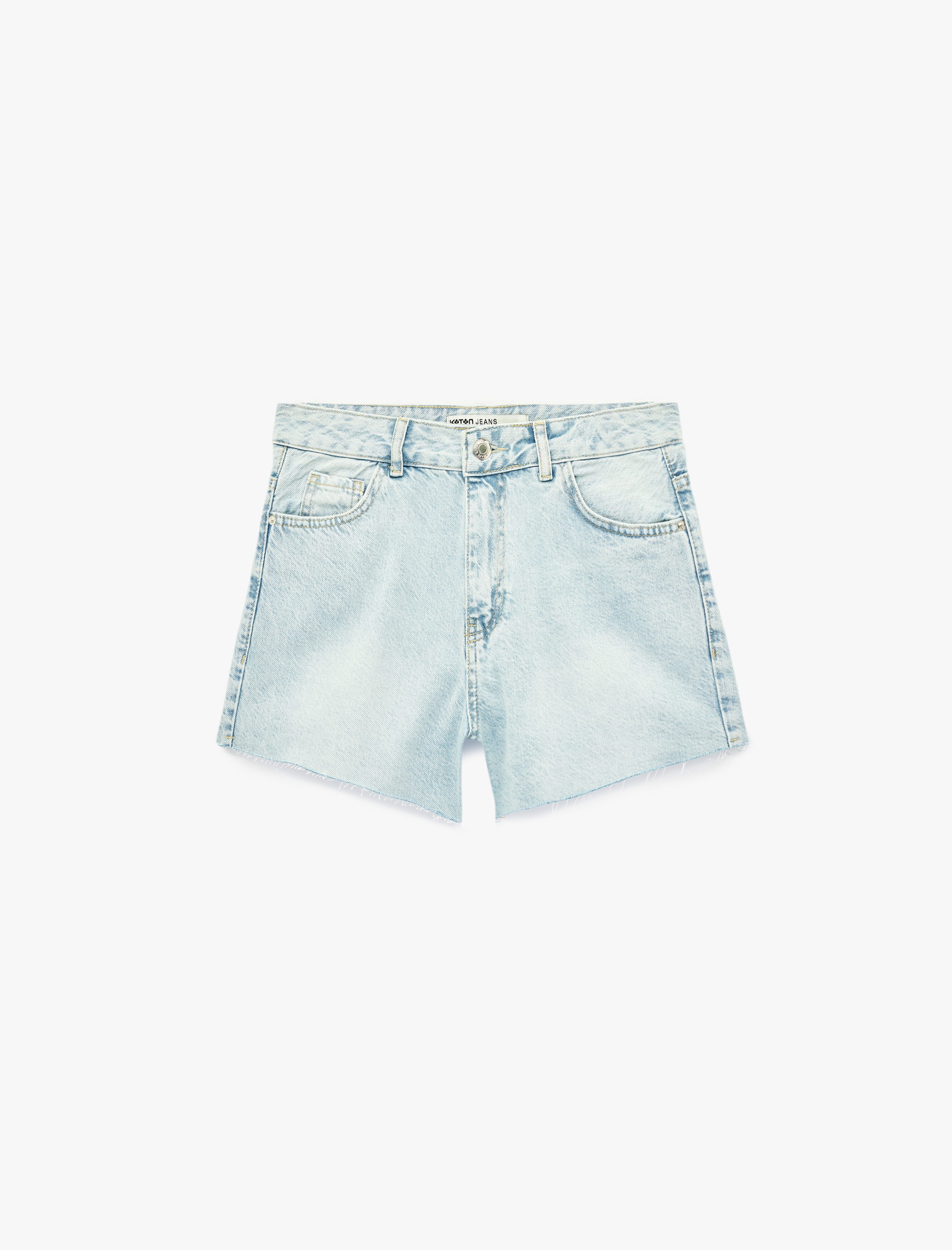   Pamuklu Cepli Düğmeli Istakoz Nakış Detaylı Mini Denim Şort