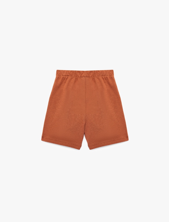 Erkek Bebek Baskı Detaylı Beli Bağlamalı Pamuklu Şort