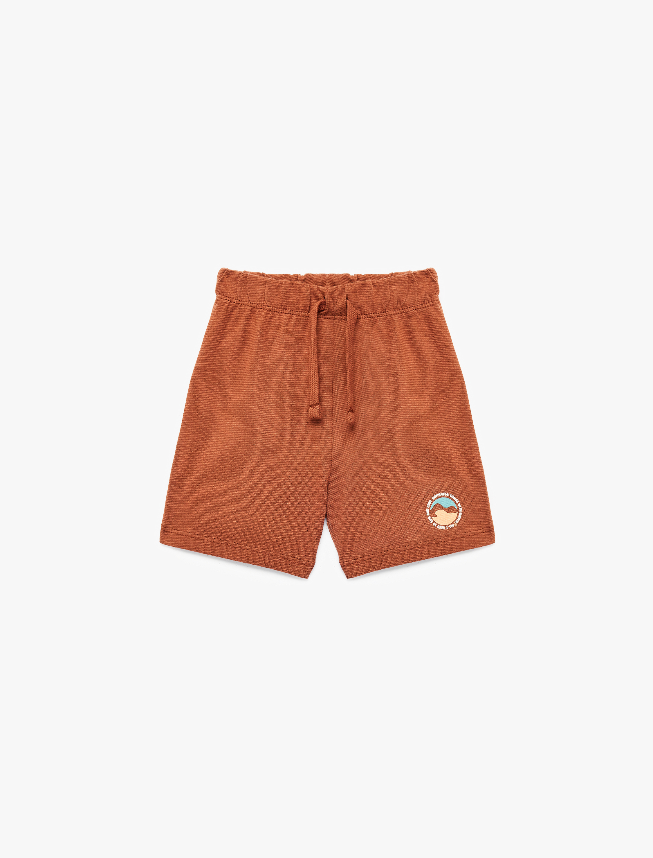  Erkek Bebek Baskı Detaylı Beli Bağlamalı Pamuklu Şort