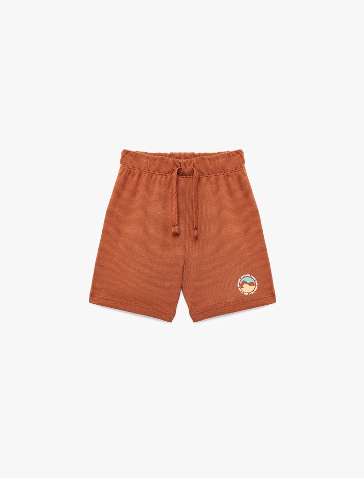 Erkek Bebek Baskı Detaylı Beli Bağlamalı Pamuklu Şort