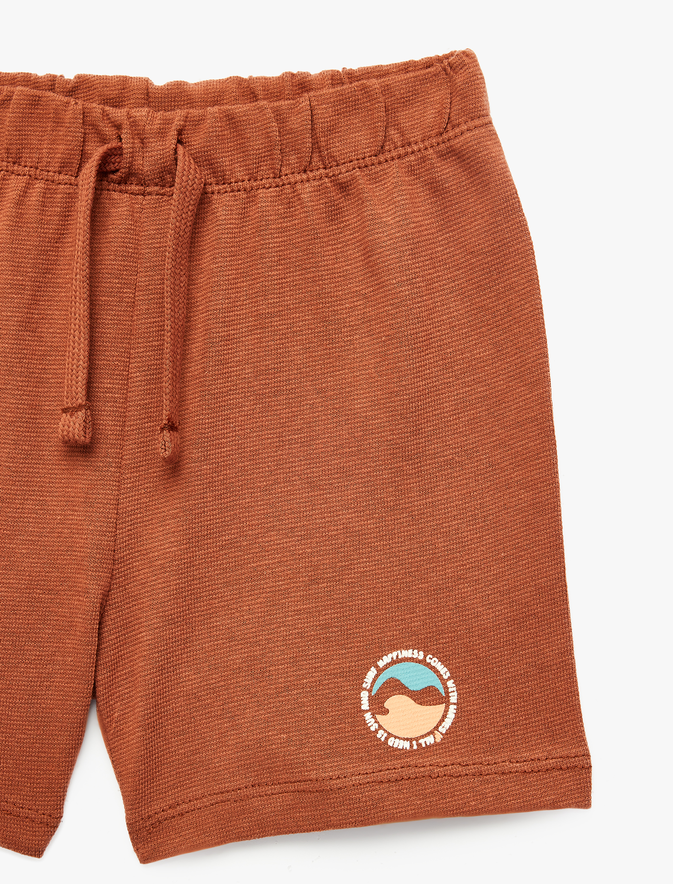  Erkek Bebek Baskı Detaylı Beli Bağlamalı Pamuklu Şort