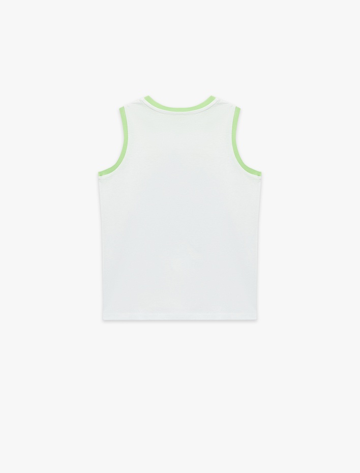 Erkek Çocuk Pamuklu Kolsuz Bisiklet Yaka Baskılı Oversize Atlet