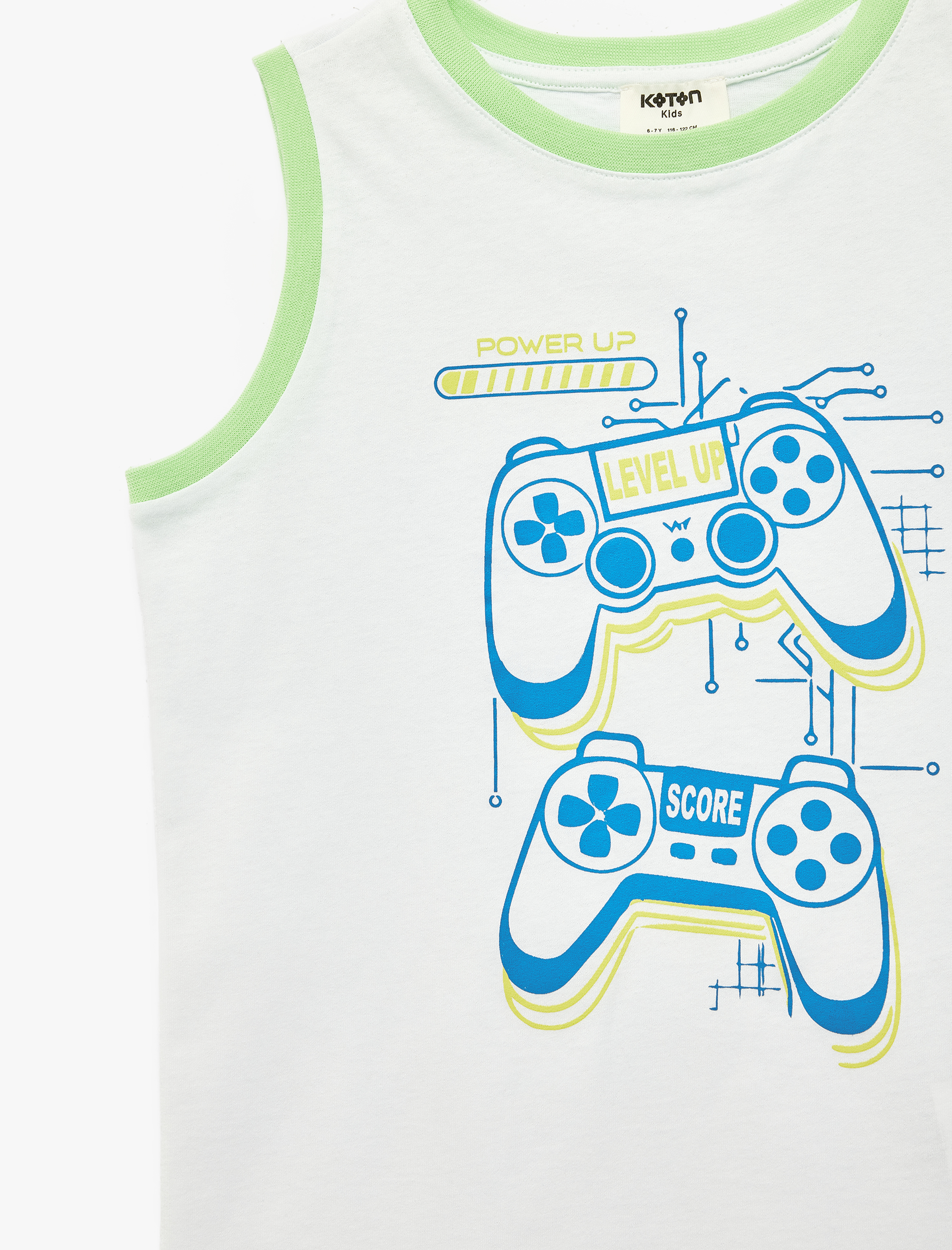  Erkek Çocuk Pamuklu Kolsuz Bisiklet Yaka Baskılı Oversize Atlet