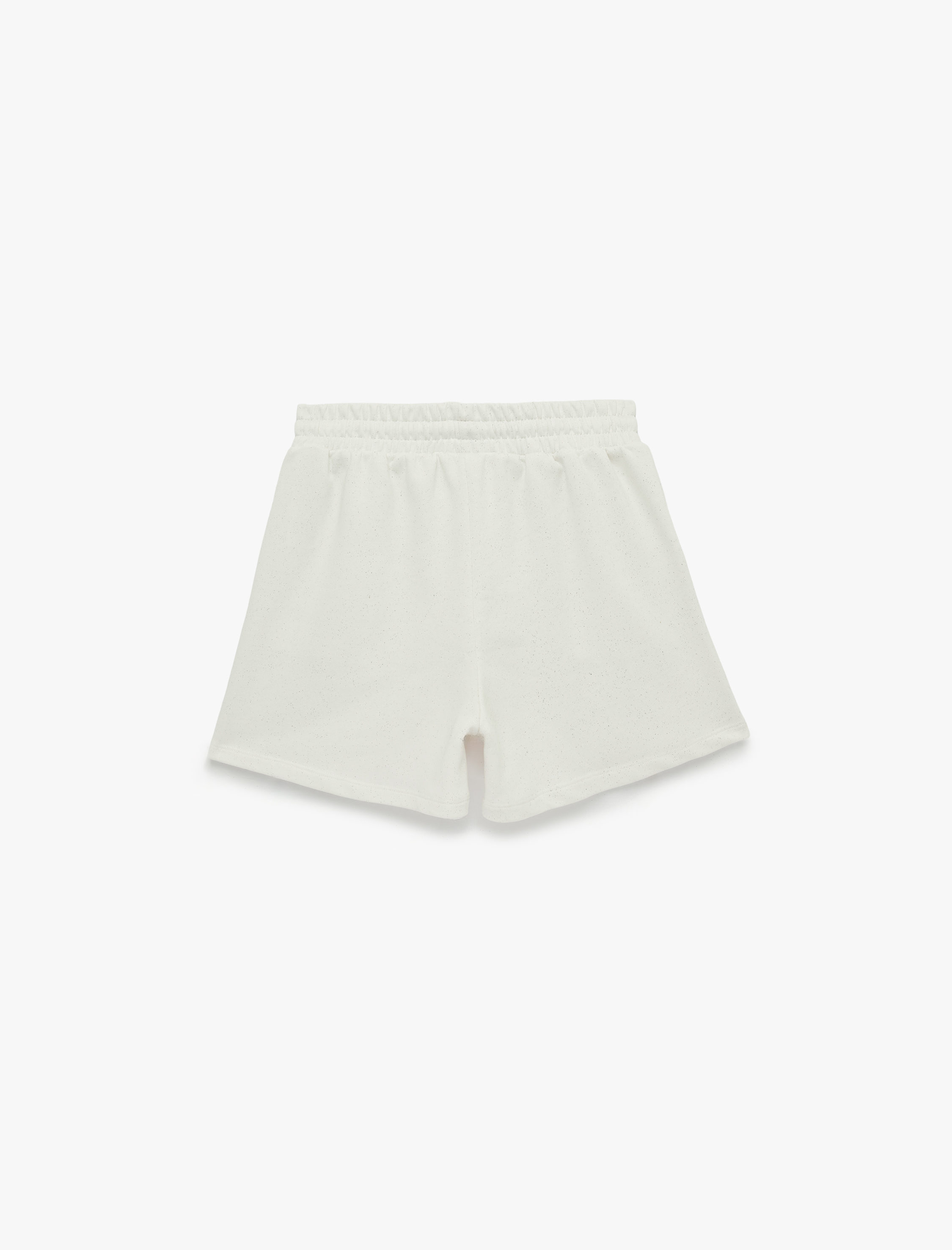   Slim Fit Beli Bağcıklı Cepli Simli Mini Şort