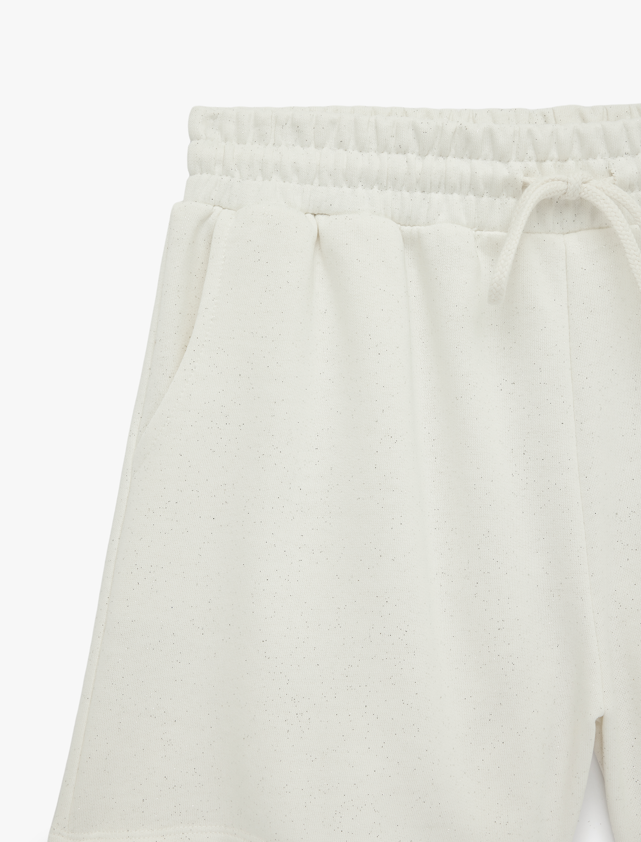   Slim Fit Beli Bağcıklı Cepli Simli Mini Şort