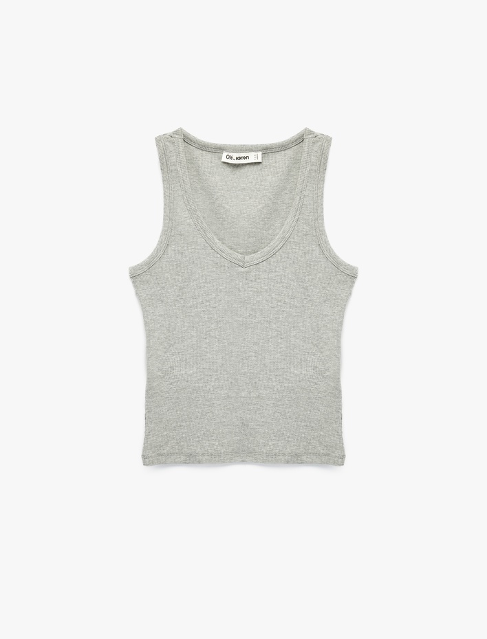  Kaşkorse Modal Karışımlı V Yaka Kolsuz Slim Fit Atlet