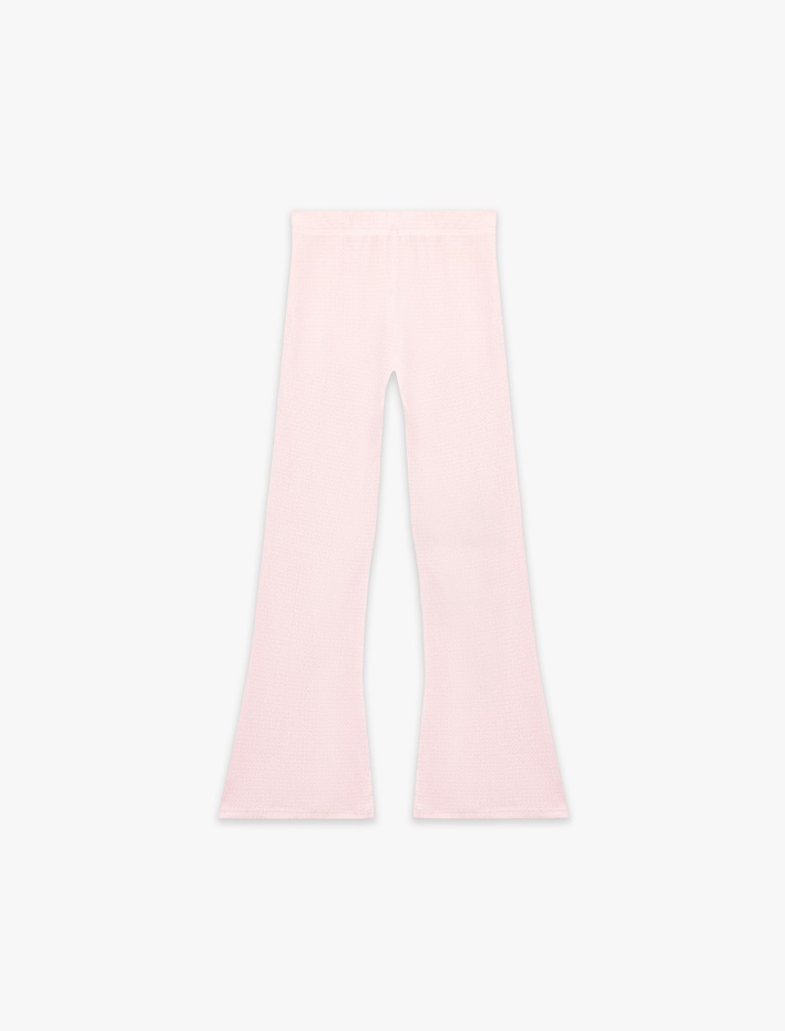 Kız Çocuk Bürümcük Kumaş Beli Lastikli İspanyol Paça Pantolon