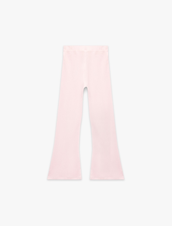 Kız Çocuk Bürümcük Kumaş Beli Lastikli İspanyol Paça Pantolon