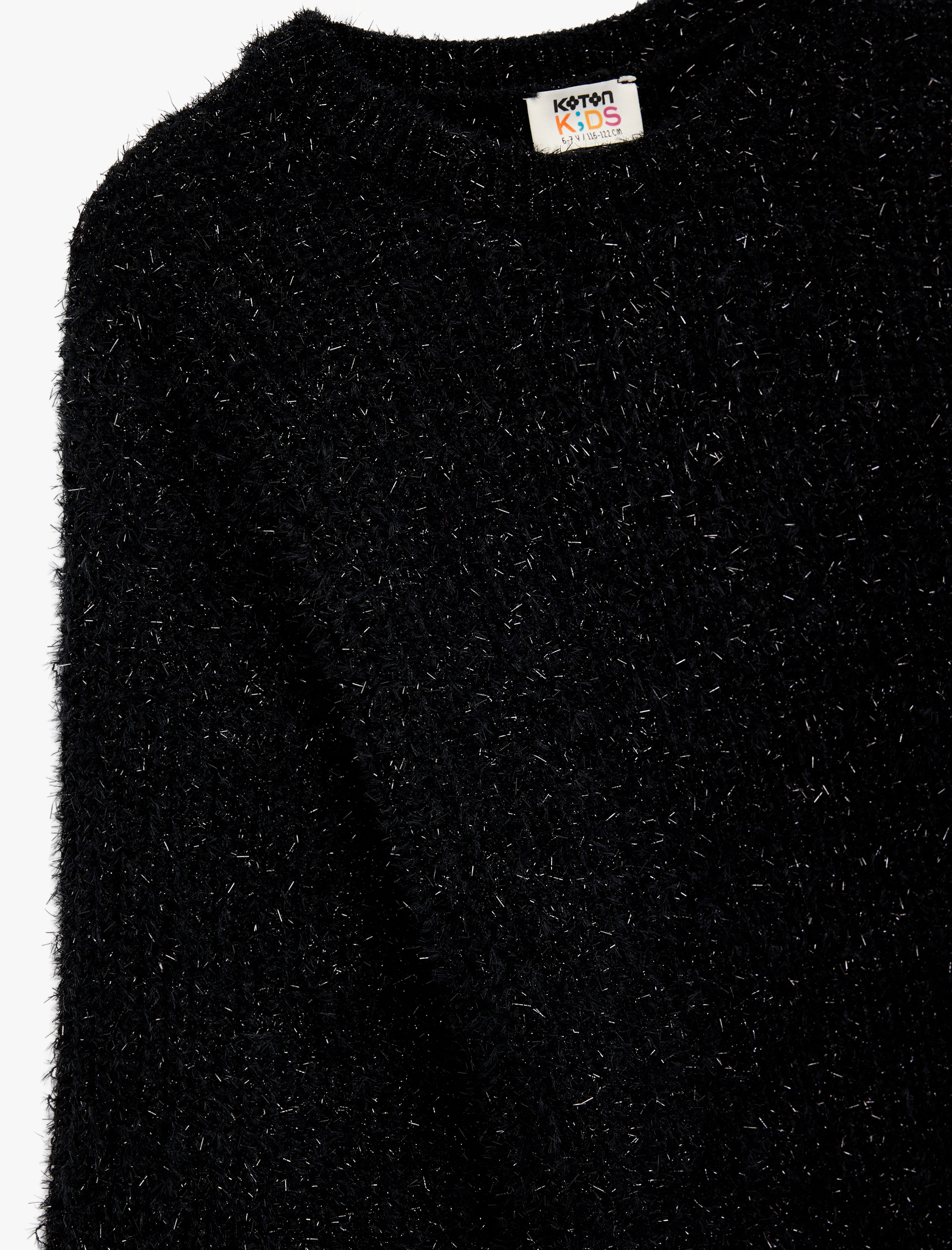  Kız Çocuk Uzun Kollu Bisiklet Yaka Parıltılı Triko Kazak