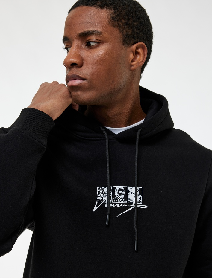  Uzun Kollu Kapşonlu Şardonlu Lisanslı Van Gogh Baskılı Sweatshirt