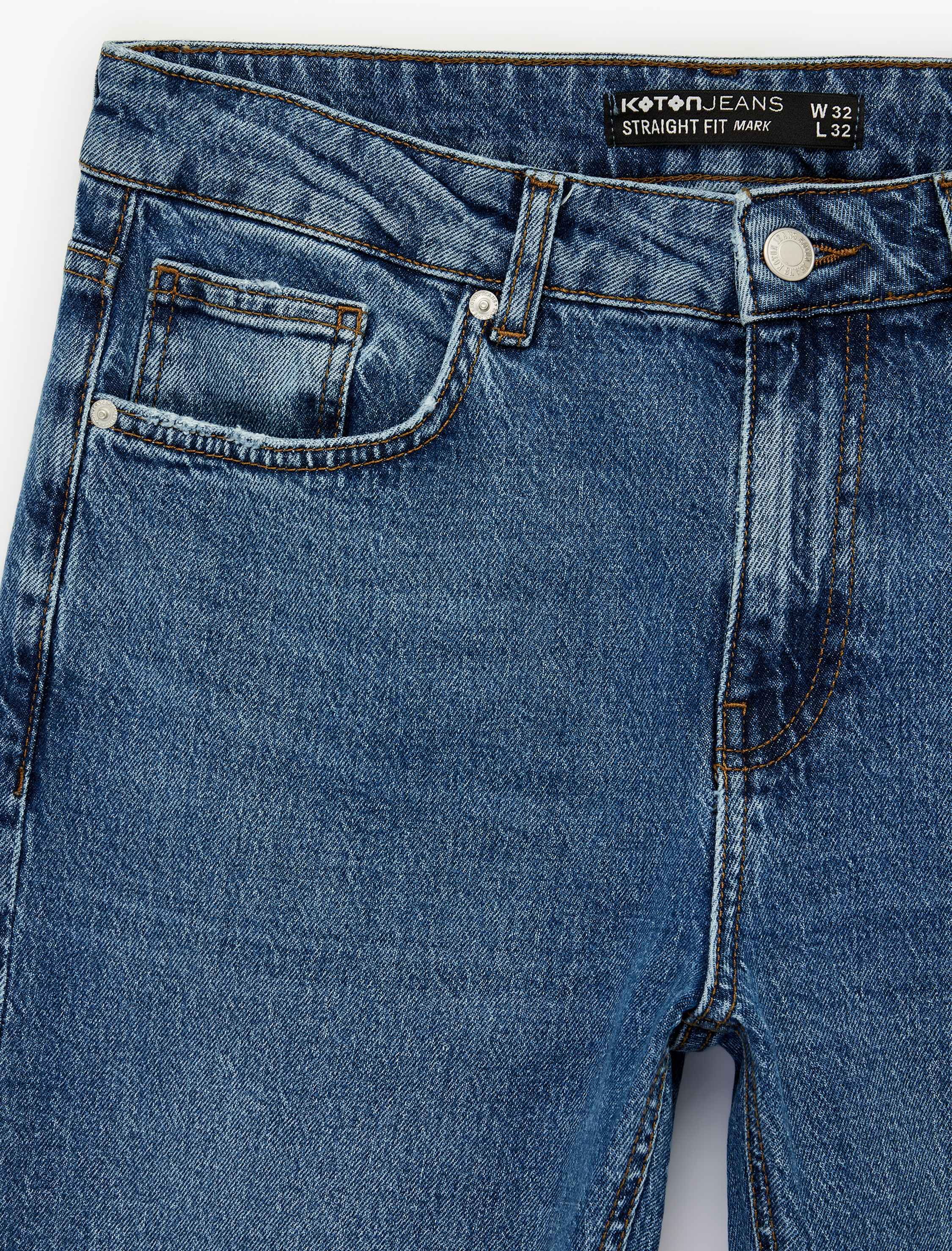   Normal Bel Düz Paça Pamuklu Straight Jean Pantolon - Mark Jean