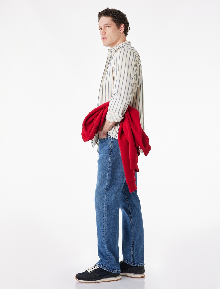  Normal Bel Düz Paça Pamuklu Straight Jean Pantolon - Mark Jean