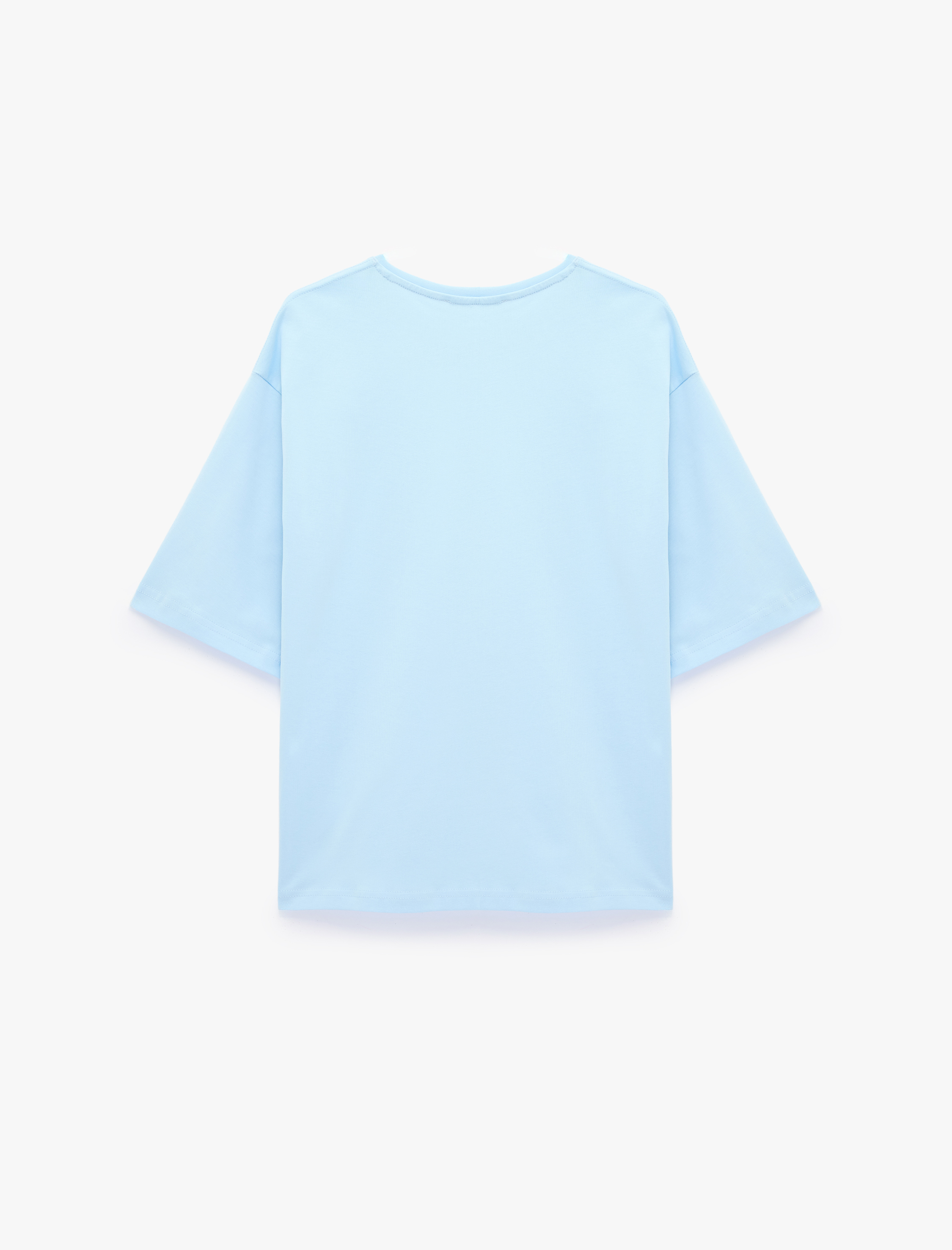   Pamuklu Kısa Kollu Bisiklet Yaka Oversize Basic Tişört