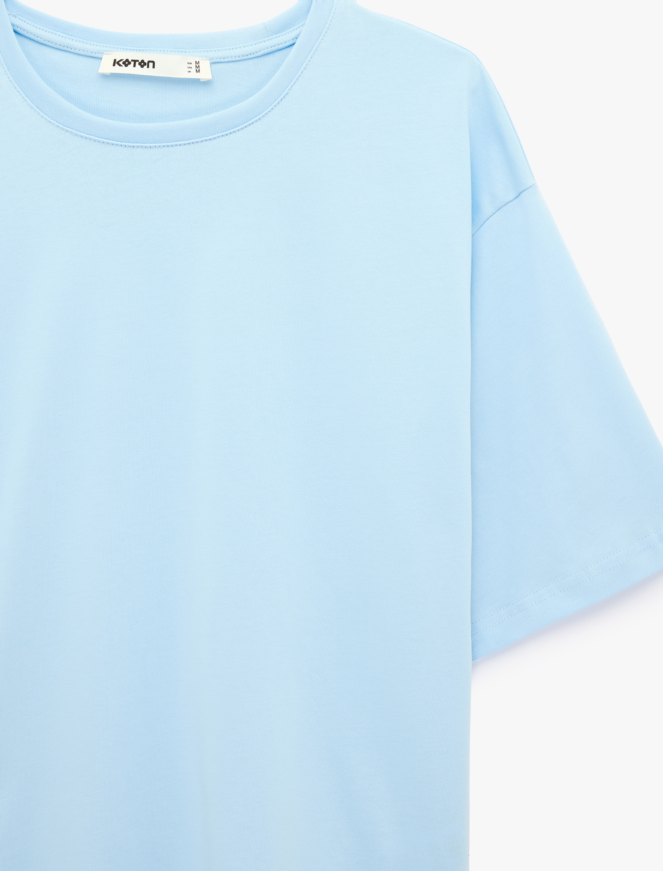   Pamuklu Kısa Kollu Bisiklet Yaka Oversize Basic Tişört