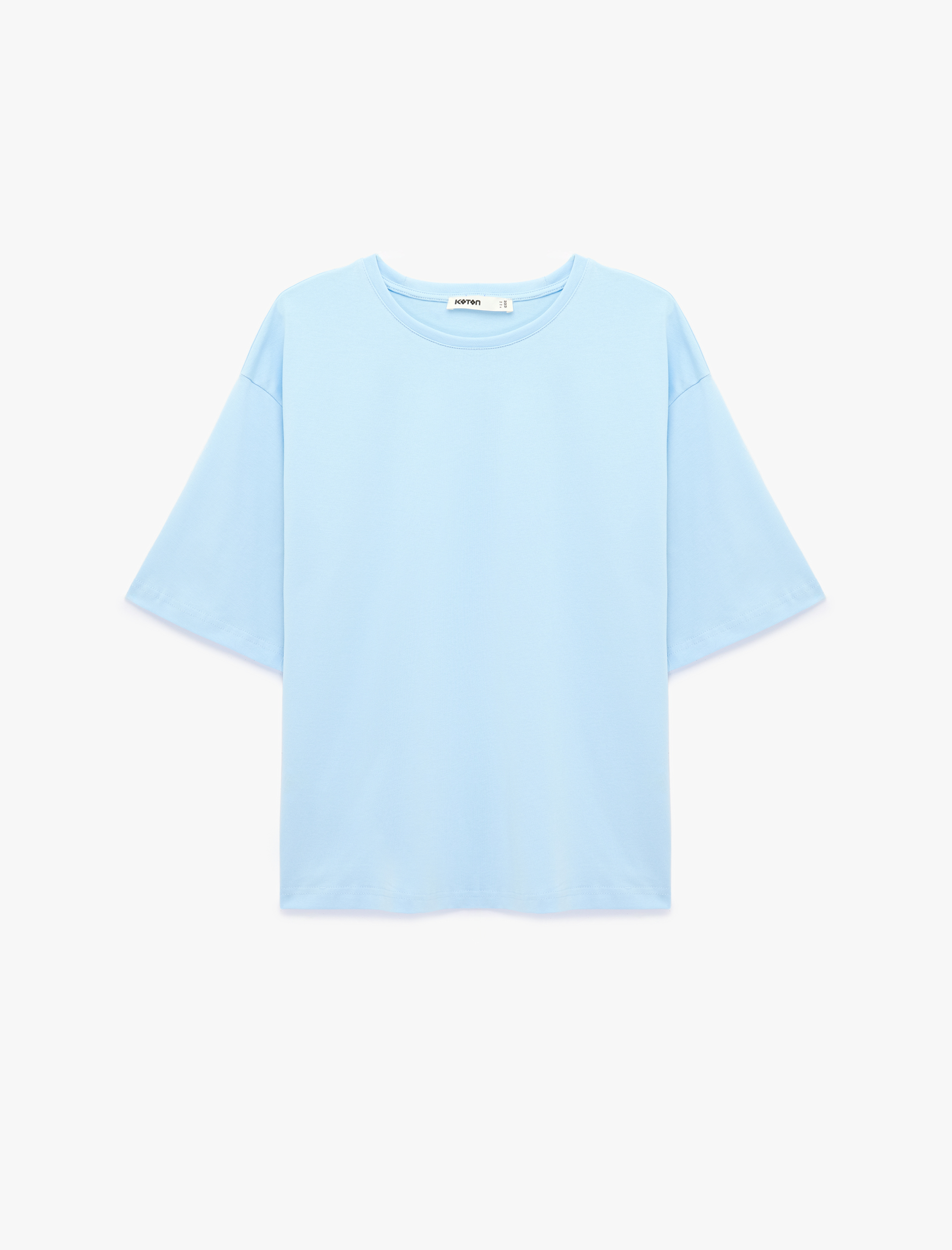   Pamuklu Kısa Kollu Bisiklet Yaka Oversize Basic Tişört