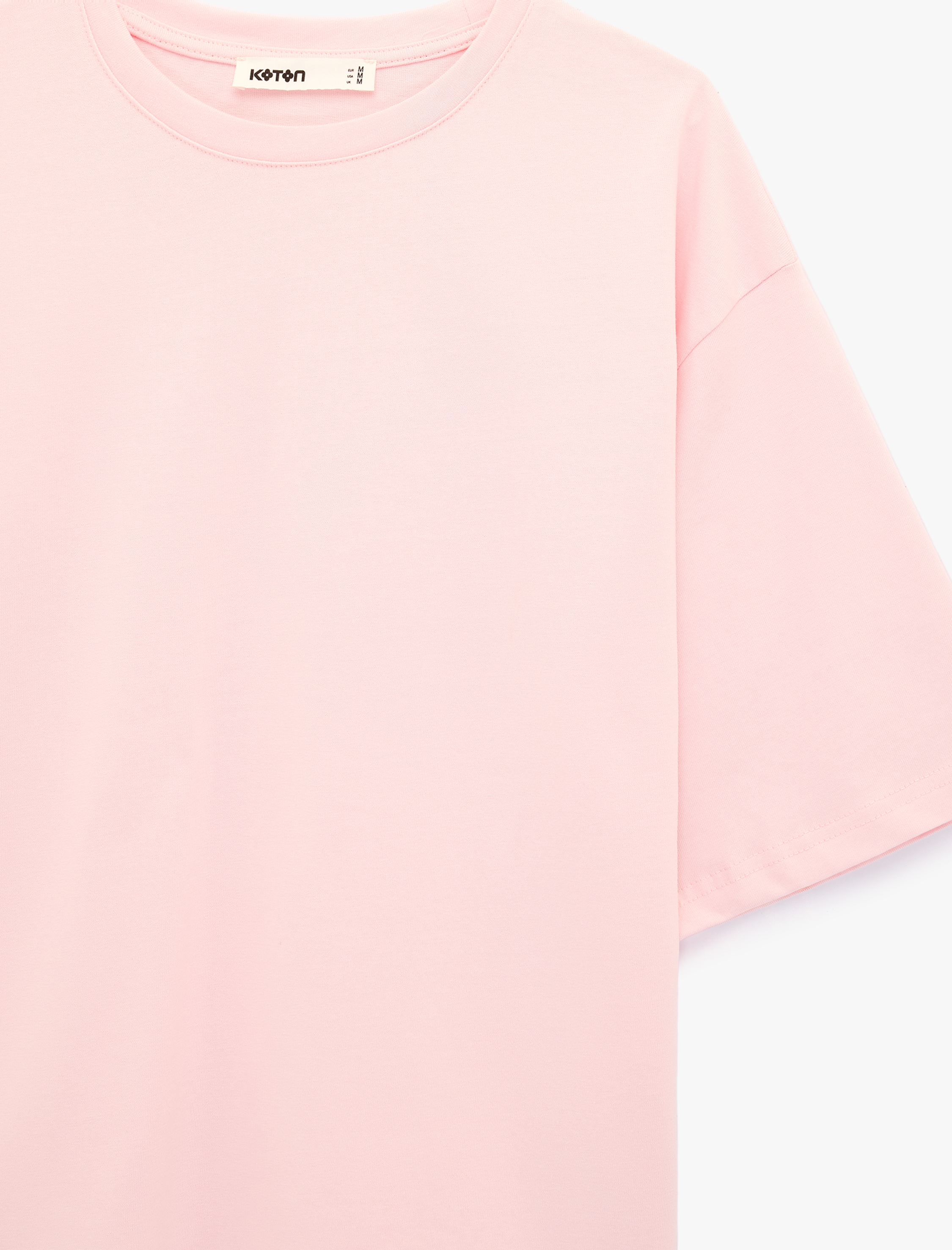   Pamuklu Kısa Kollu Bisiklet Yaka Oversize Basic Tişört