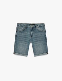 Pamuklu Normal Bel Cepli Slim Fit Jean Şort