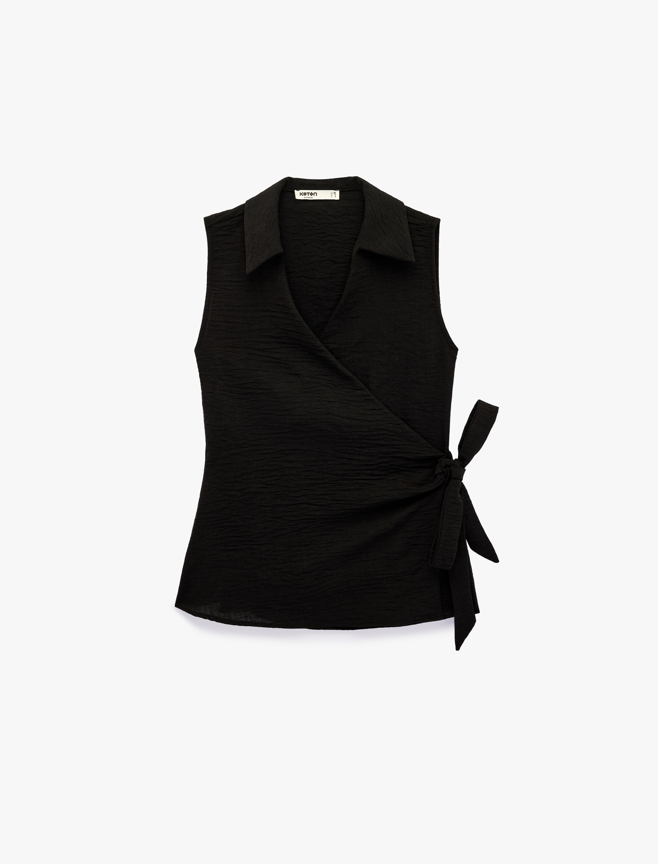   Kolsuz Bağlama Detaylı Kruvaze Yaka Bluz