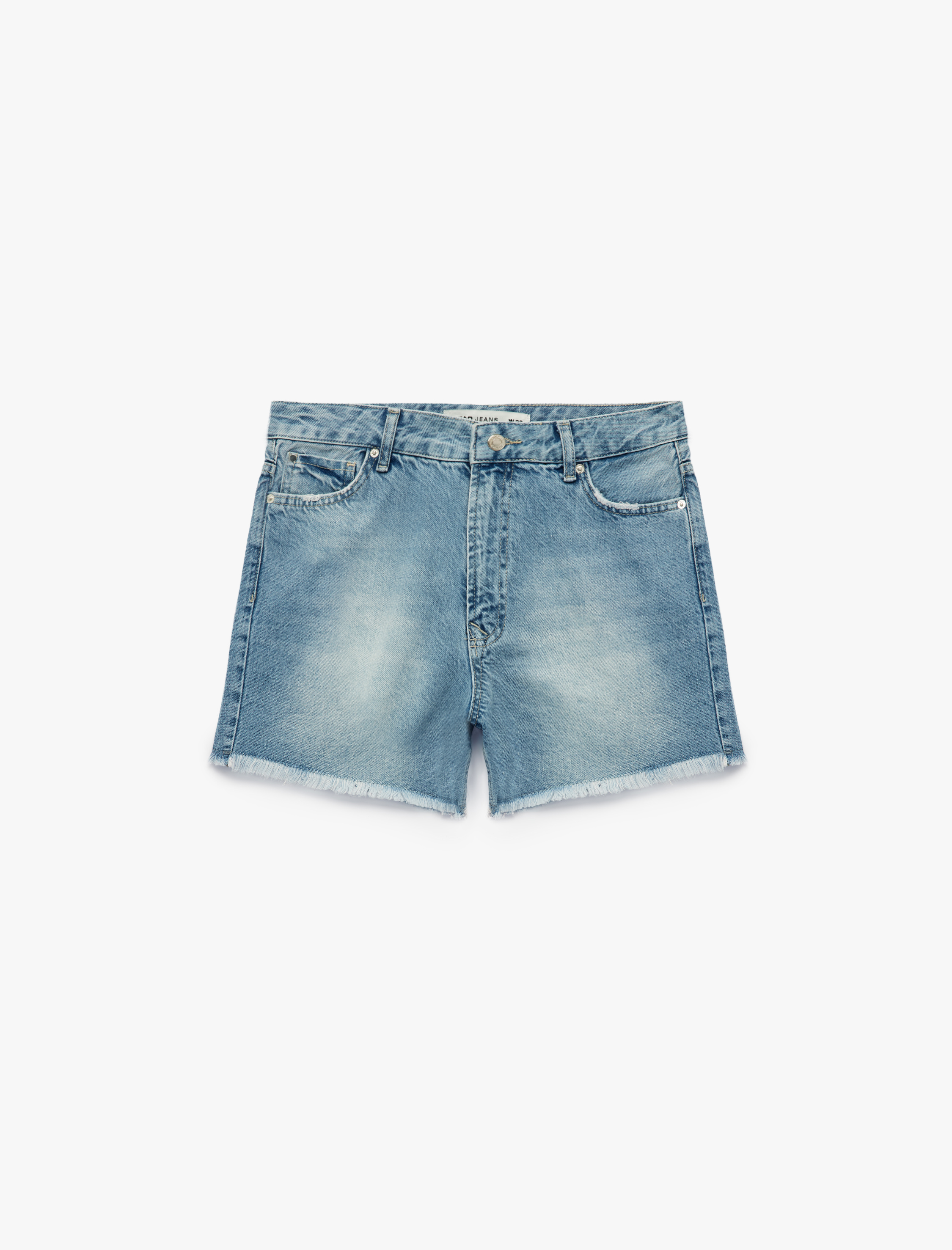   Taş Detaylı Pamuklu Rahat Kalıp Mini Denim Şort