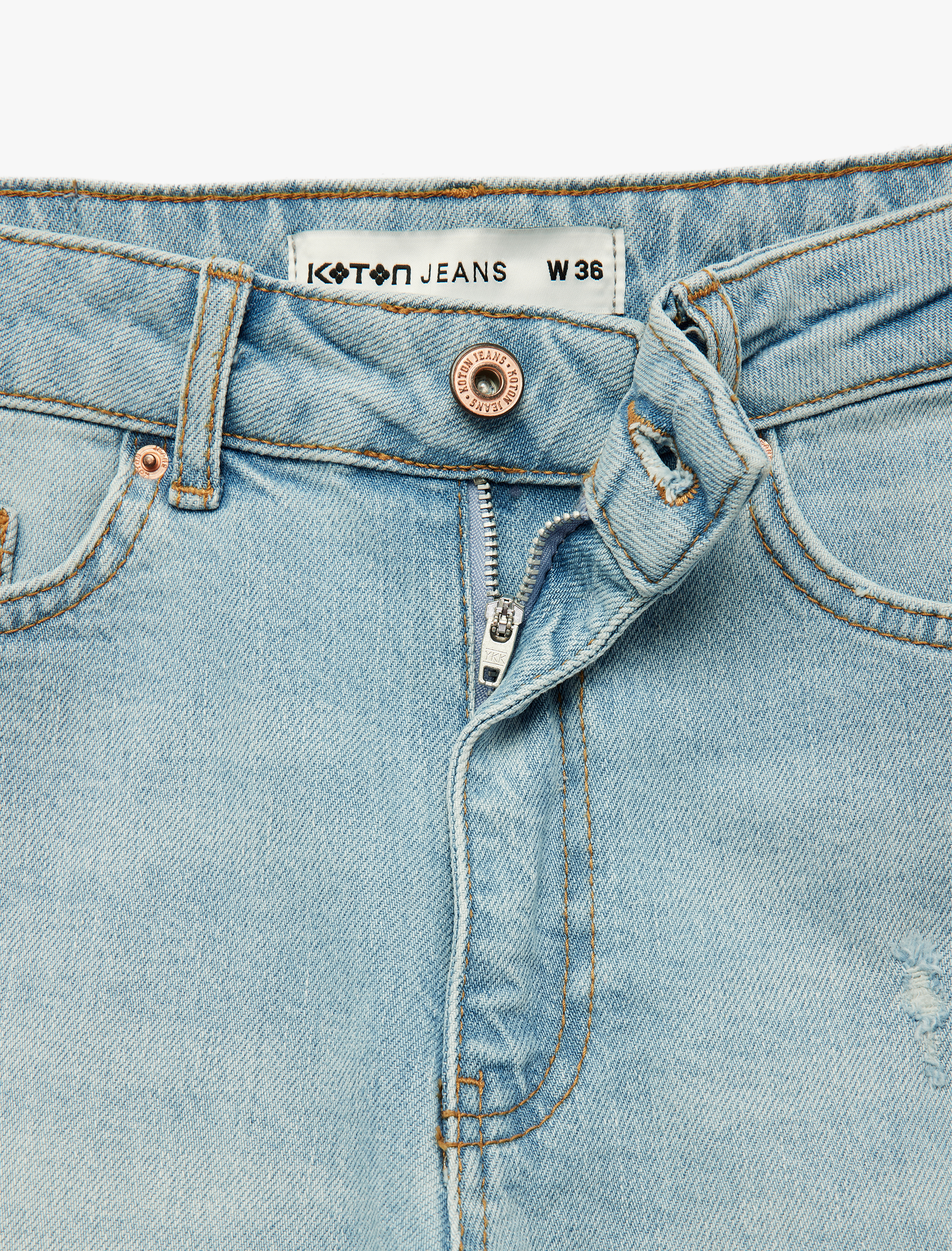   Pamuklu Yüksek Bel Slim Fit Duble Paça Mini Denim Şort