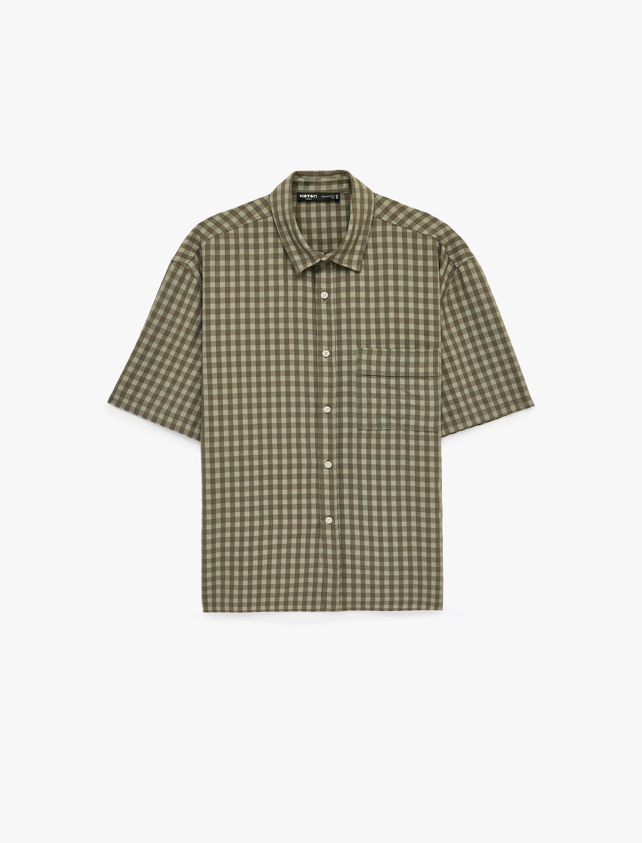   Rahat Kalıp Kısa Kollu Klasik Yaka Viskon Ekose Gömlek