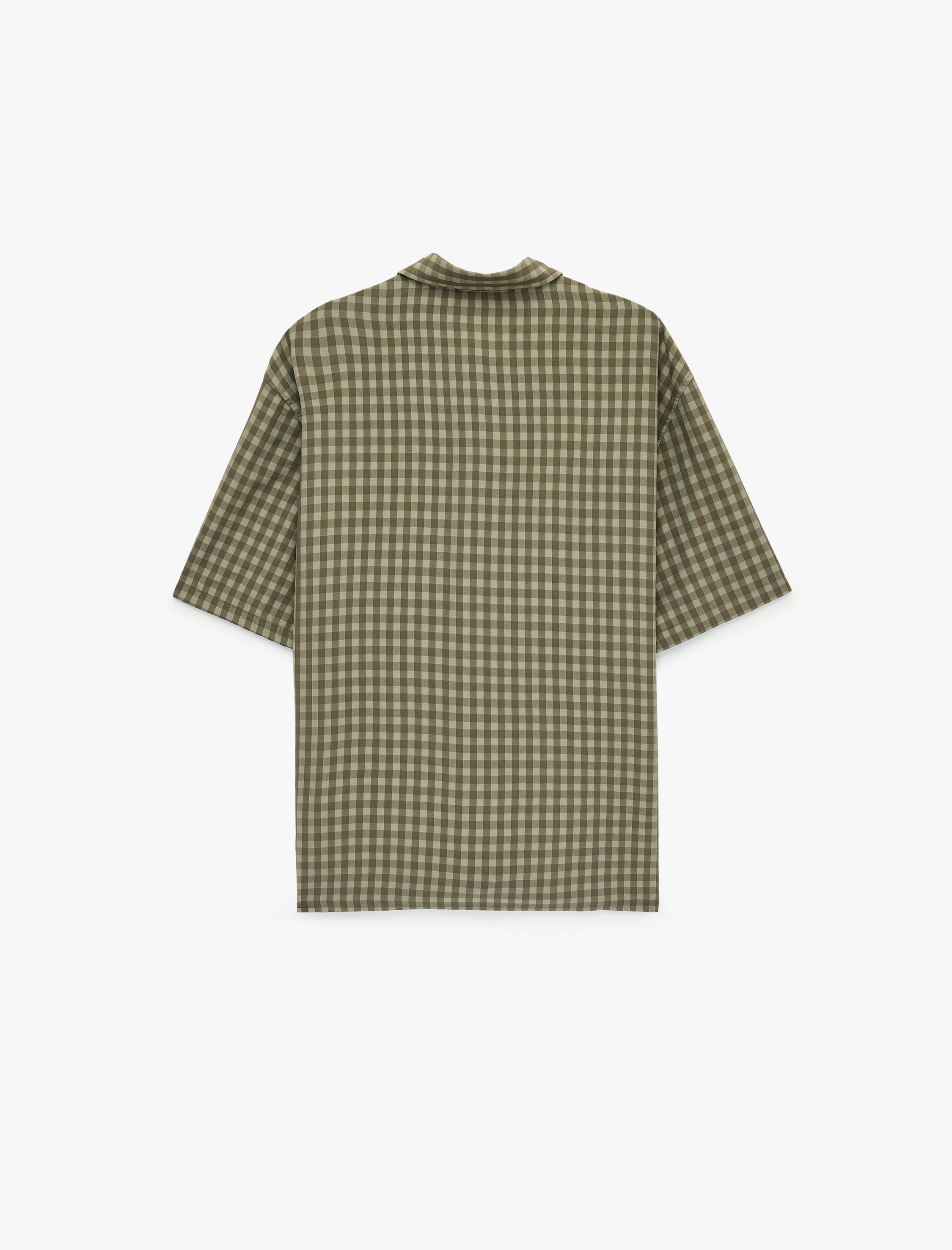   Rahat Kalıp Kısa Kollu Klasik Yaka Viskon Ekose Gömlek