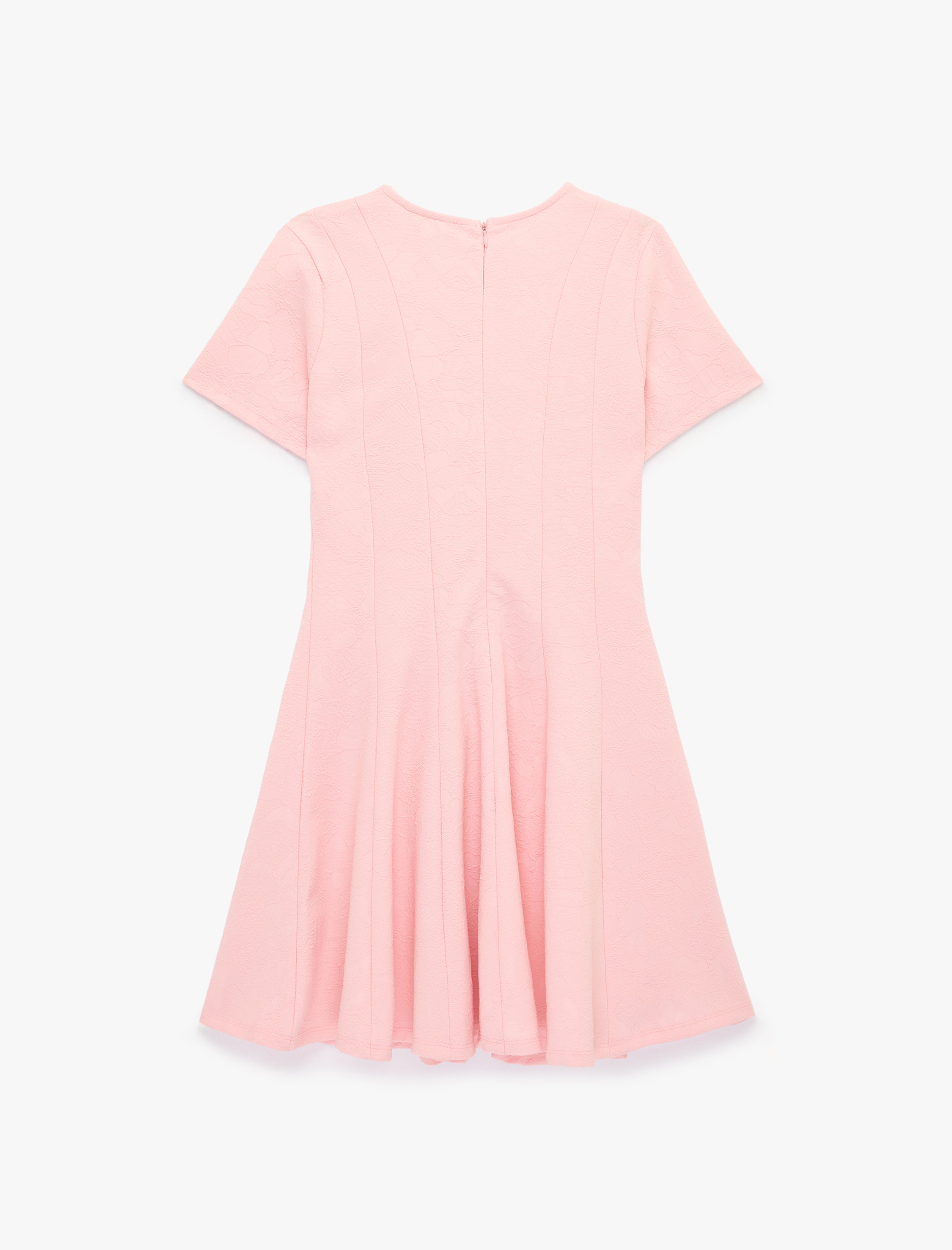   Slim Fit Kısa Kollu Bisiklet Yaka Volümlü Mini Kloş Elbise