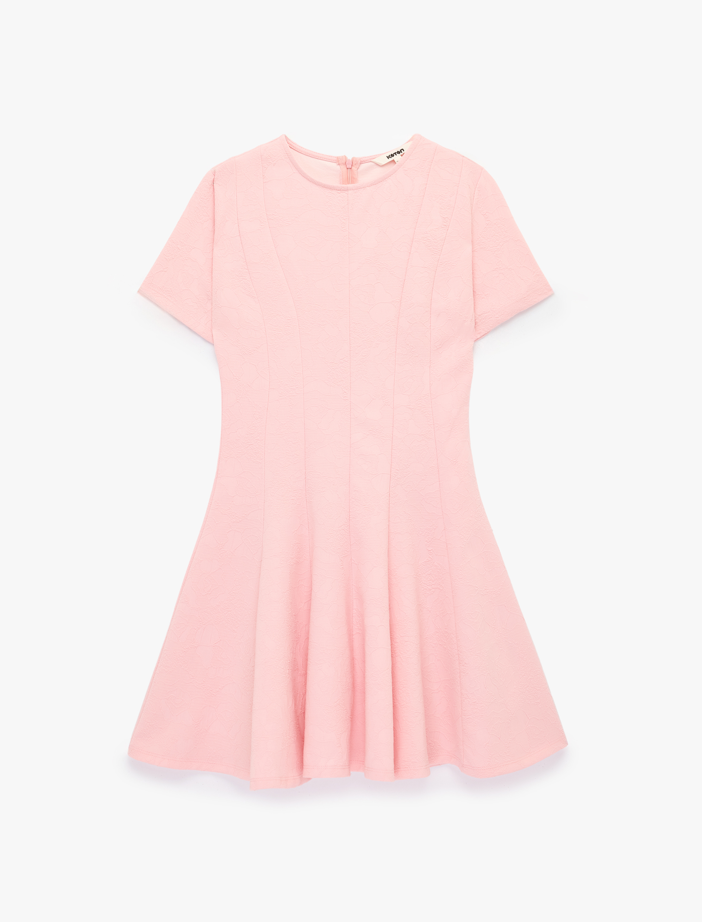   Slim Fit Kısa Kollu Bisiklet Yaka Volümlü Mini Kloş Elbise