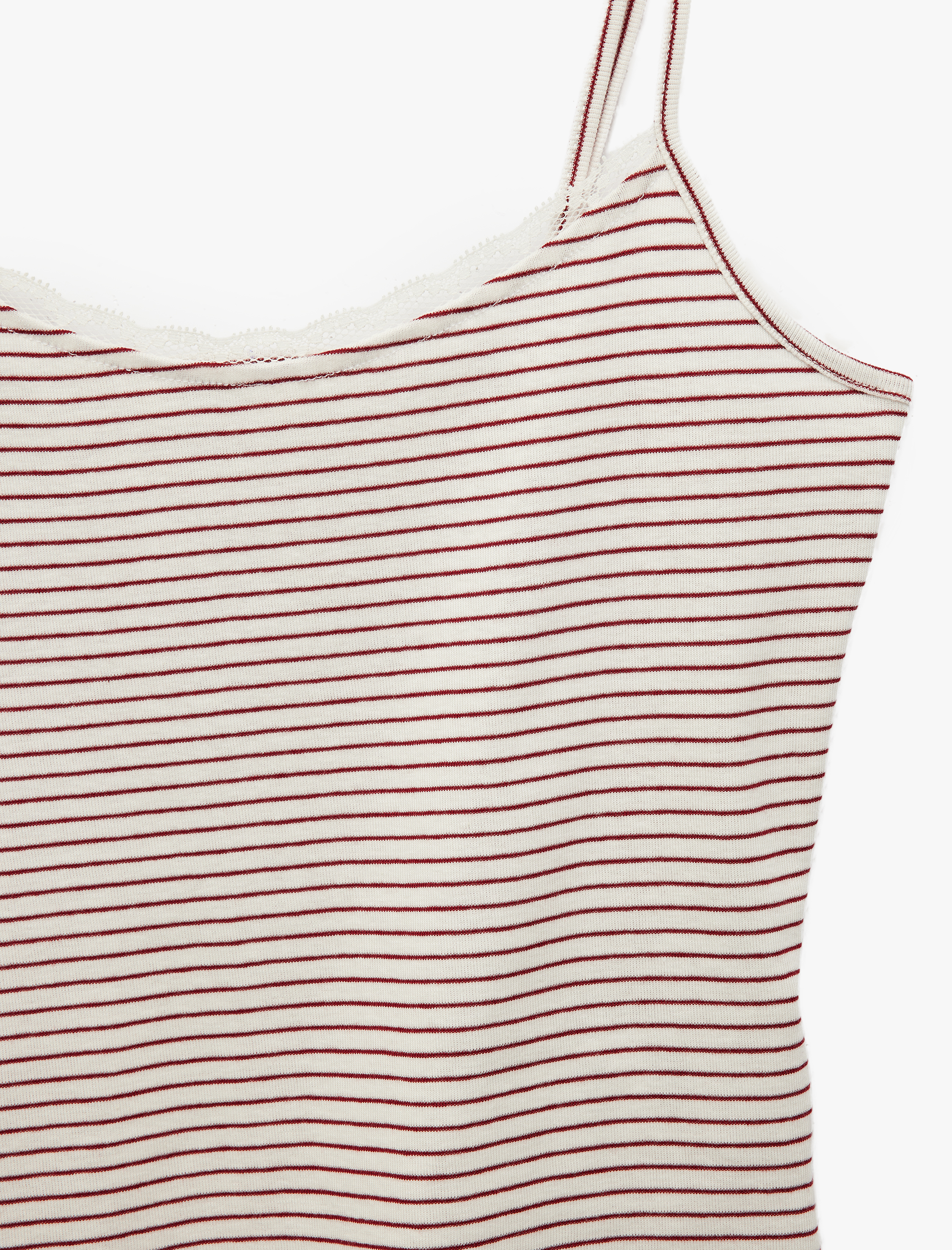   Pamuklu Çizgili Askılı Pijama Üstü