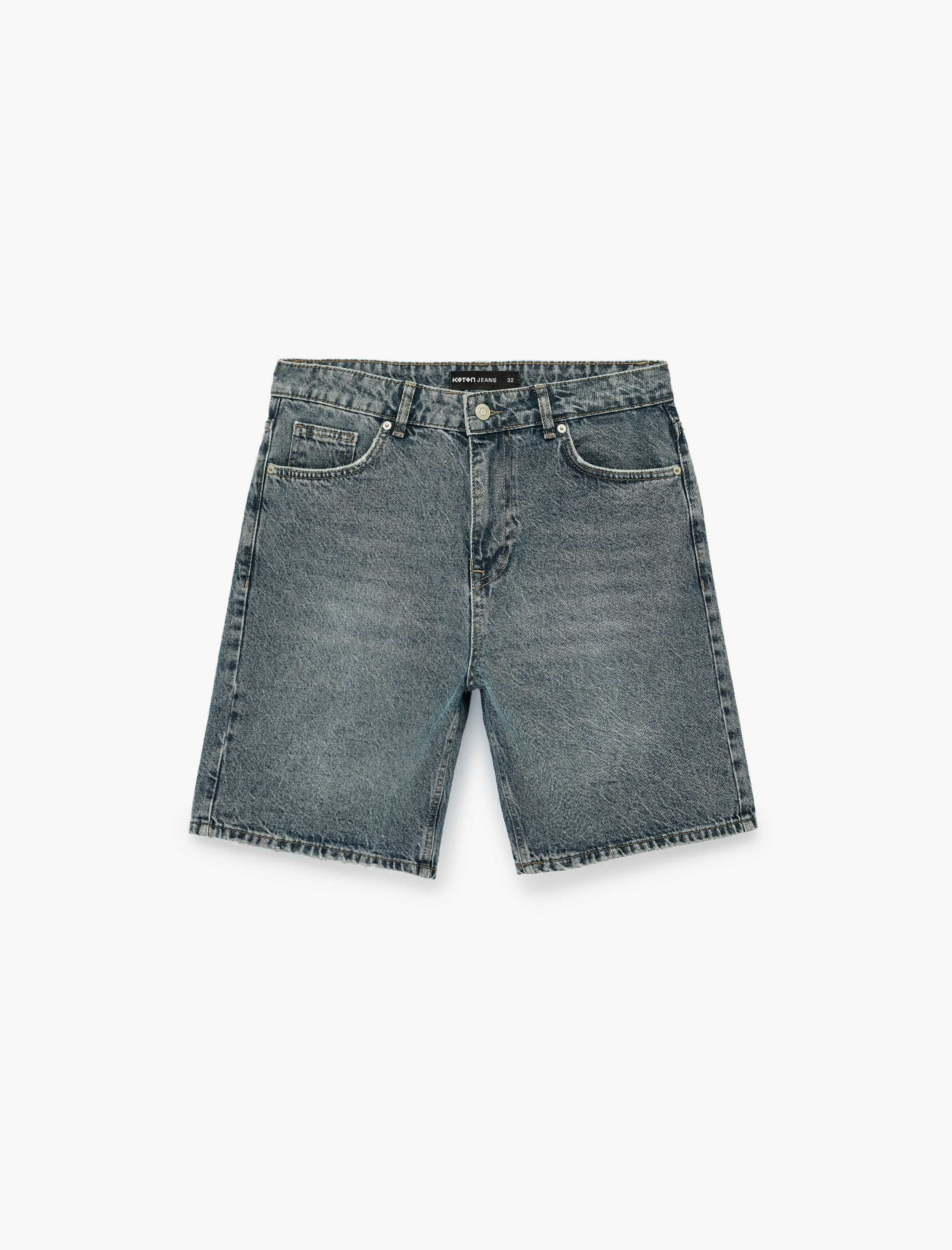   Pamuklu Normal Bel Straight Fit Jean Şort