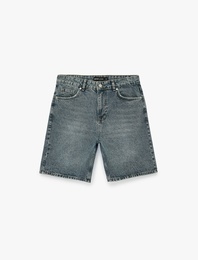Pamuklu Normal Bel Straight Fit Jean Şort