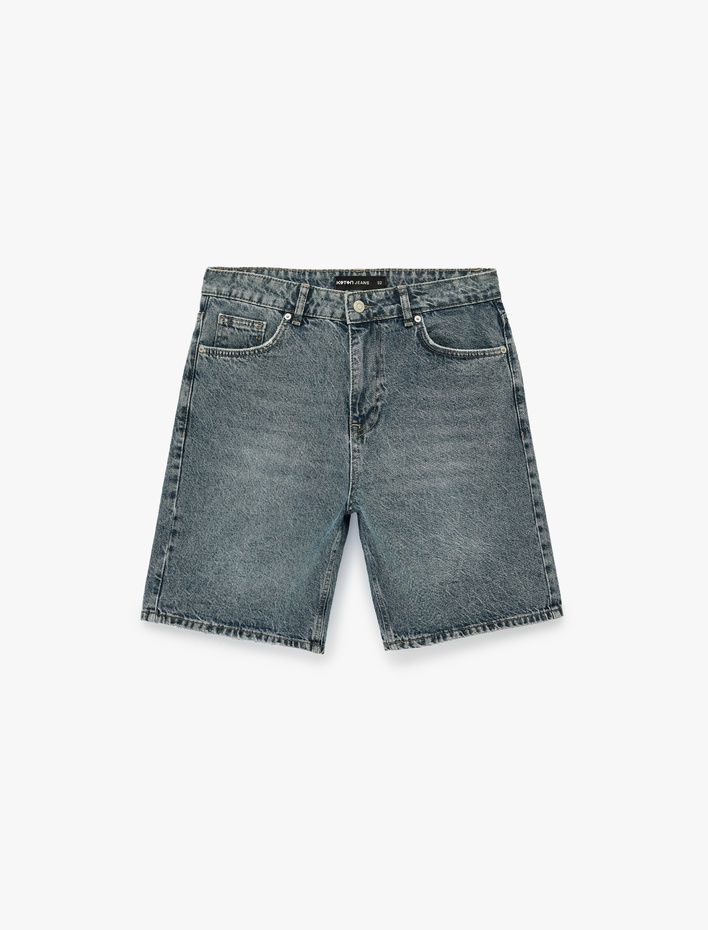  Pamuklu Normal Bel Straight Fit Jean Şort