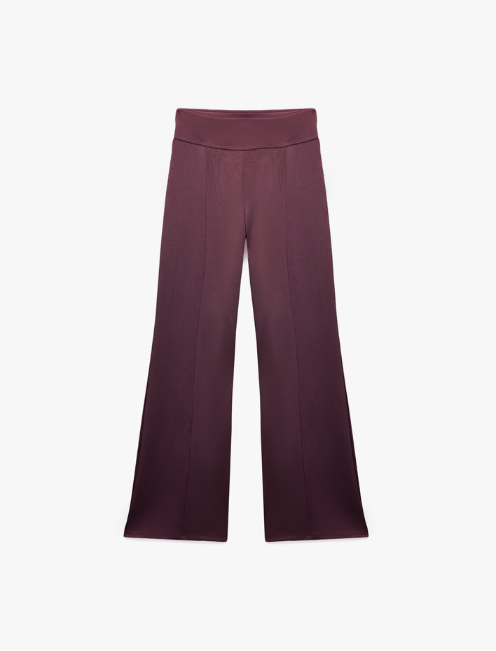  Viskon Modal Kumaş Slim Fit Nervürlü İspanyol Paça Pantolon