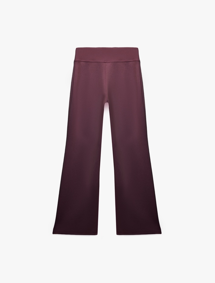  Viskon Modal Kumaş Slim Fit Nervürlü İspanyol Paça Pantolon